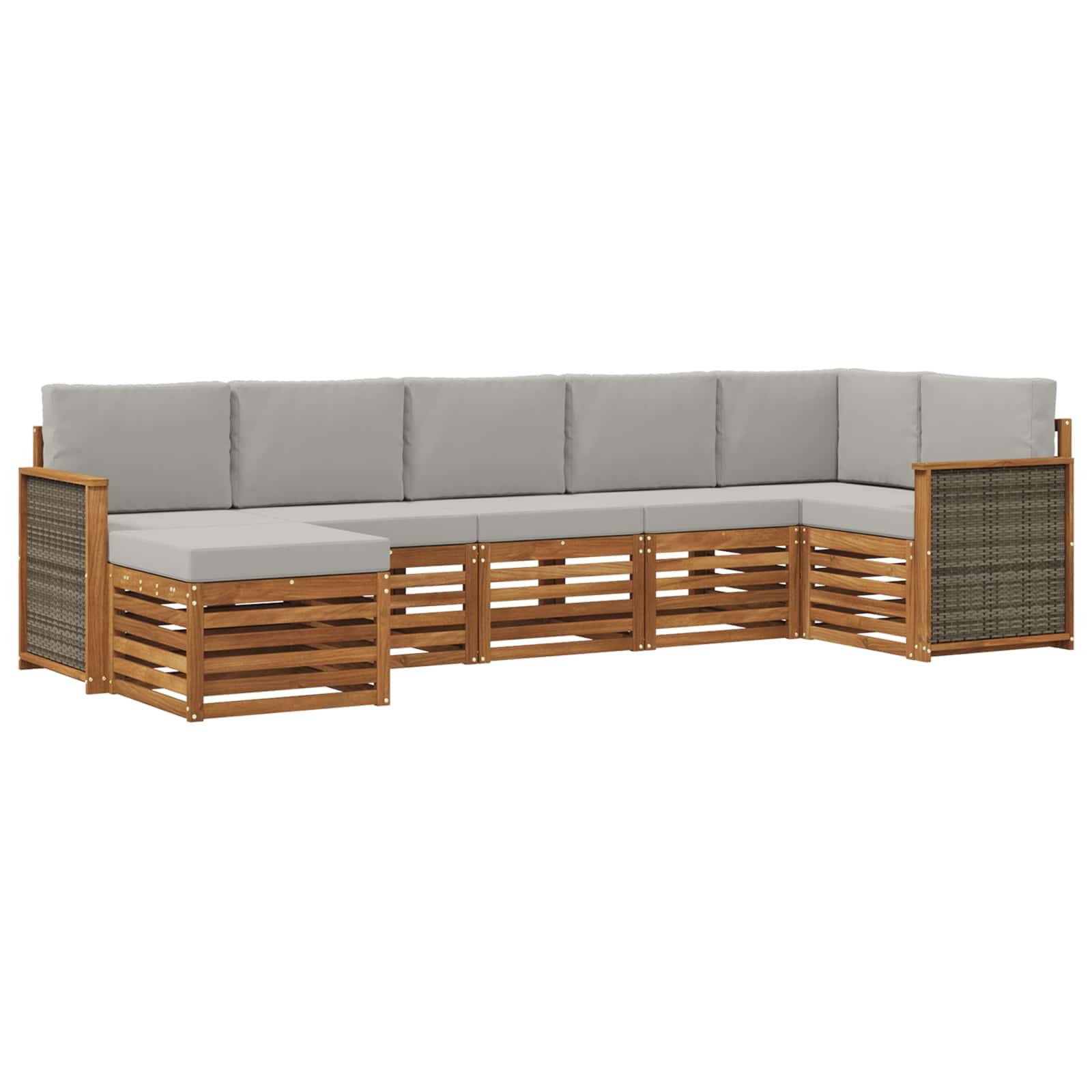 vidaXL Ecksofa Set mit Kissen 6 pcs Natürlich und Hellgrau