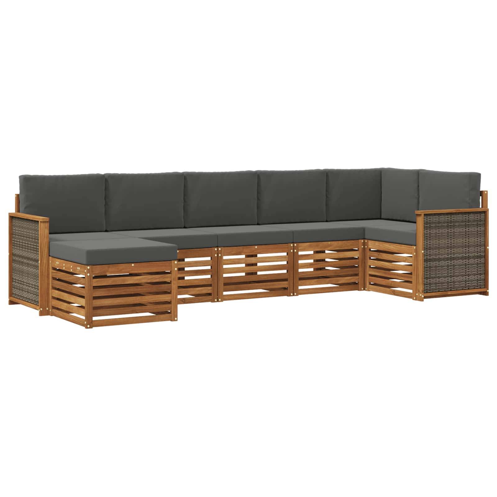 vidaXL Ecksofa Set mit Kissen 6 pcs Natur und Anthrazit
