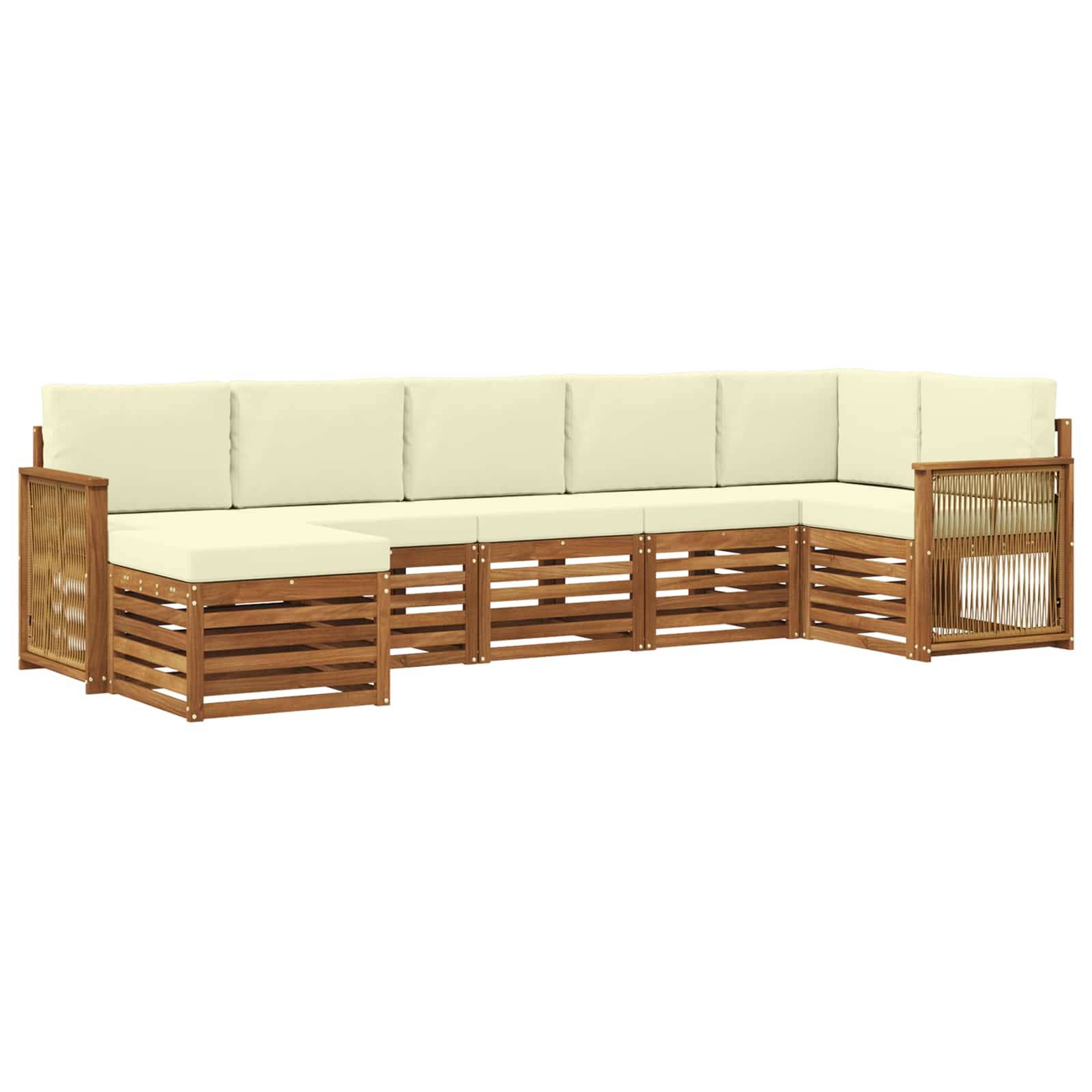 vidaXL Ecksofa Set mit Kissen 6 pcs Natur und Creme