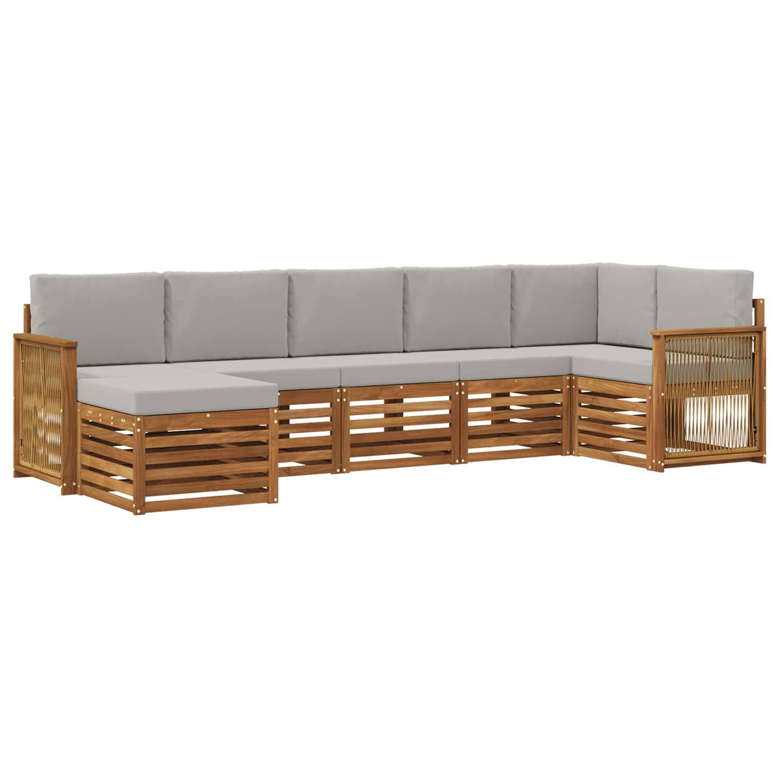 vidaXL Ecksofa Set mit Kissen 6 pcs Natürlich und Hellgrau