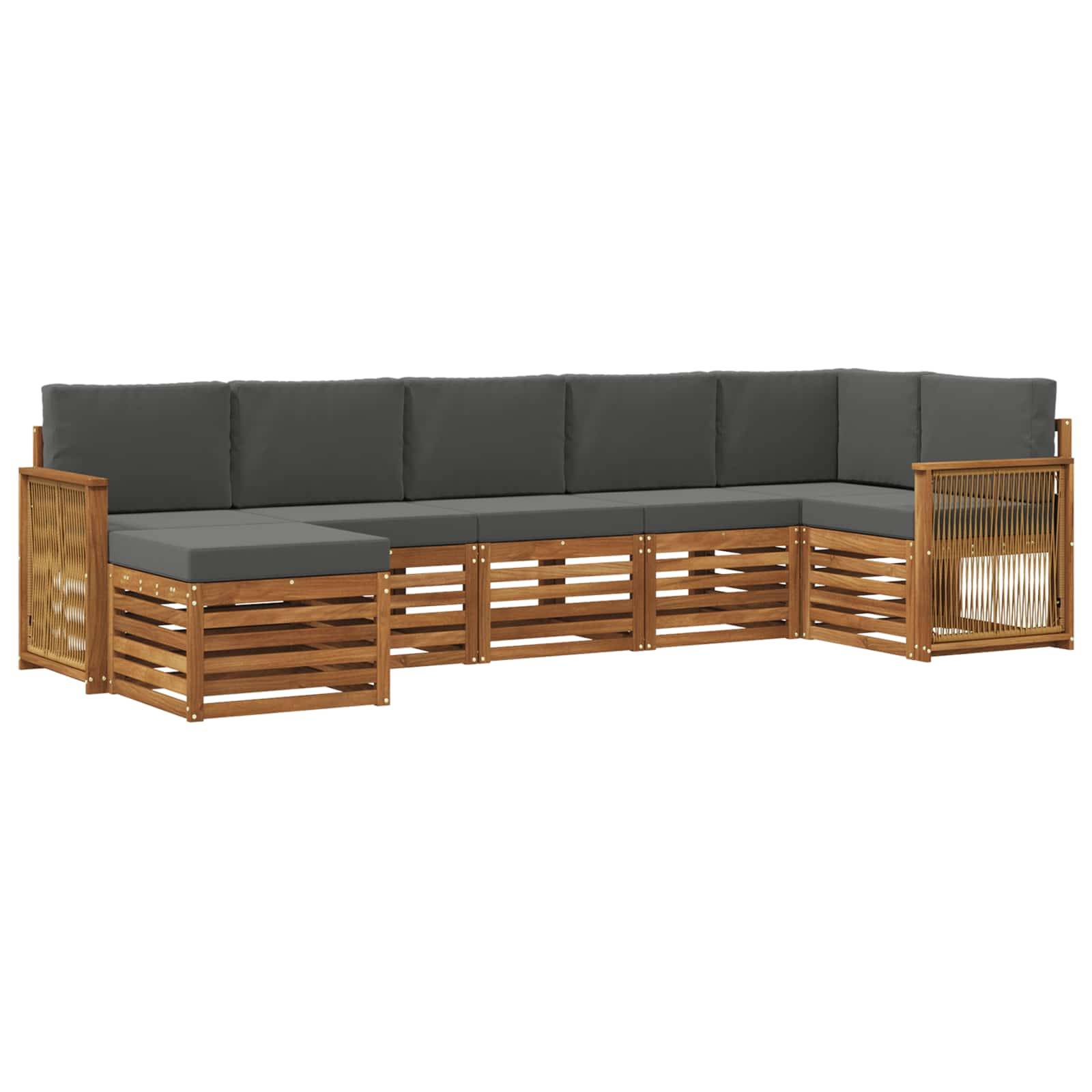 vidaXL Ecksofa Set mit Kissen 6 pcs Natur und Anthrazit