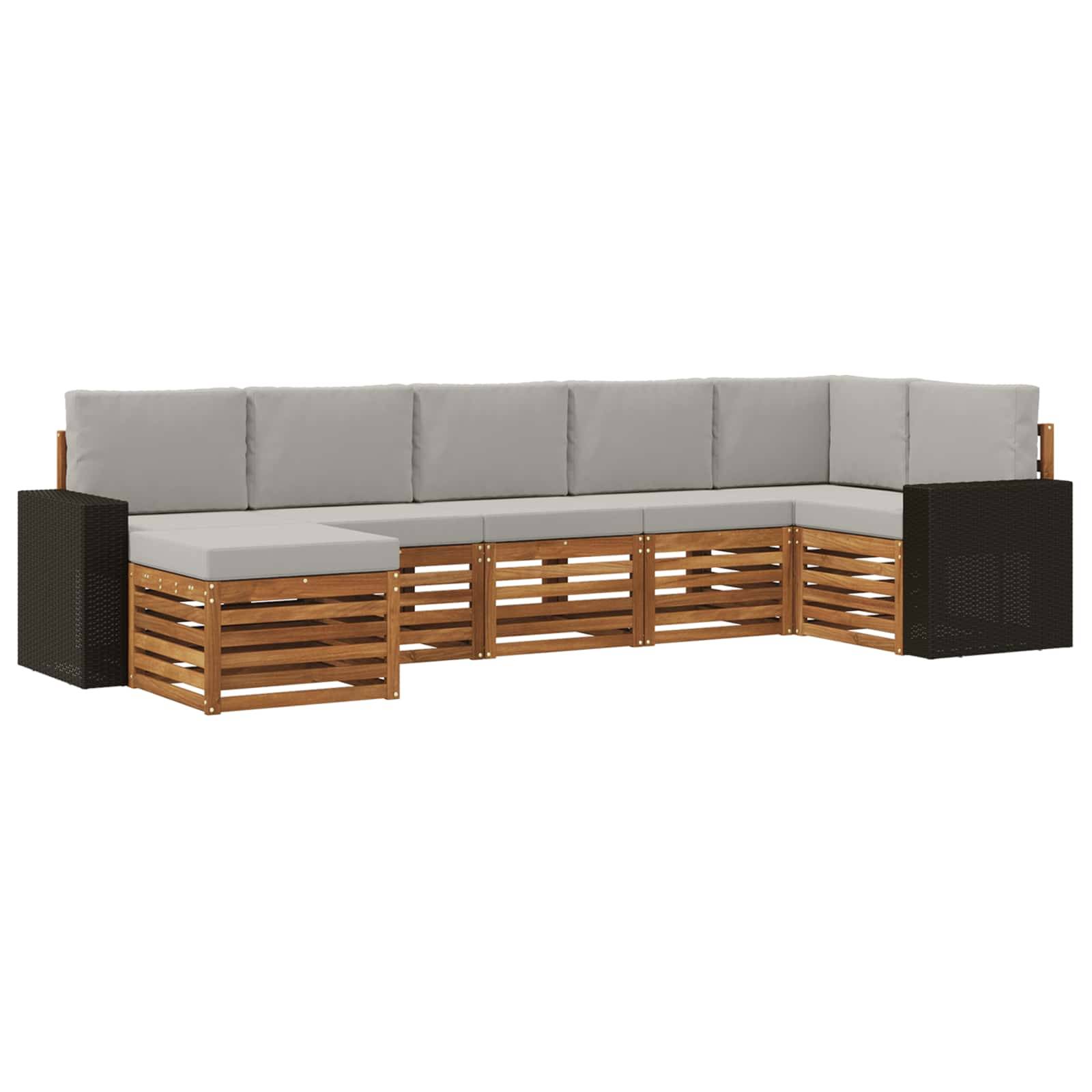 vidaXL Ecksofa Set mit Kissen 7 pcs Natürlich und Hellgrau