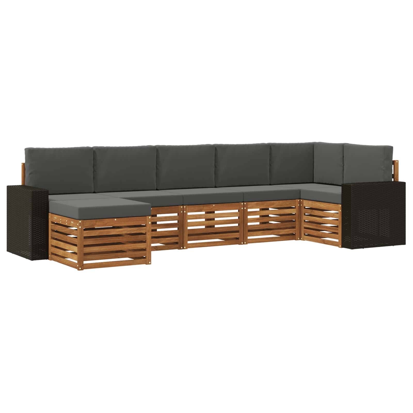vidaXL Ecksofa Set 7 pcs Natur und Anthrazit Massivholz Akazie