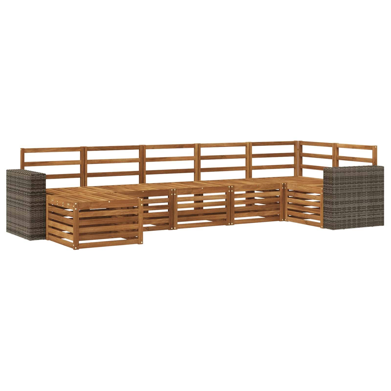 vidaXL Ecksofa Set 7 pcs Natur Massivholz Akazie