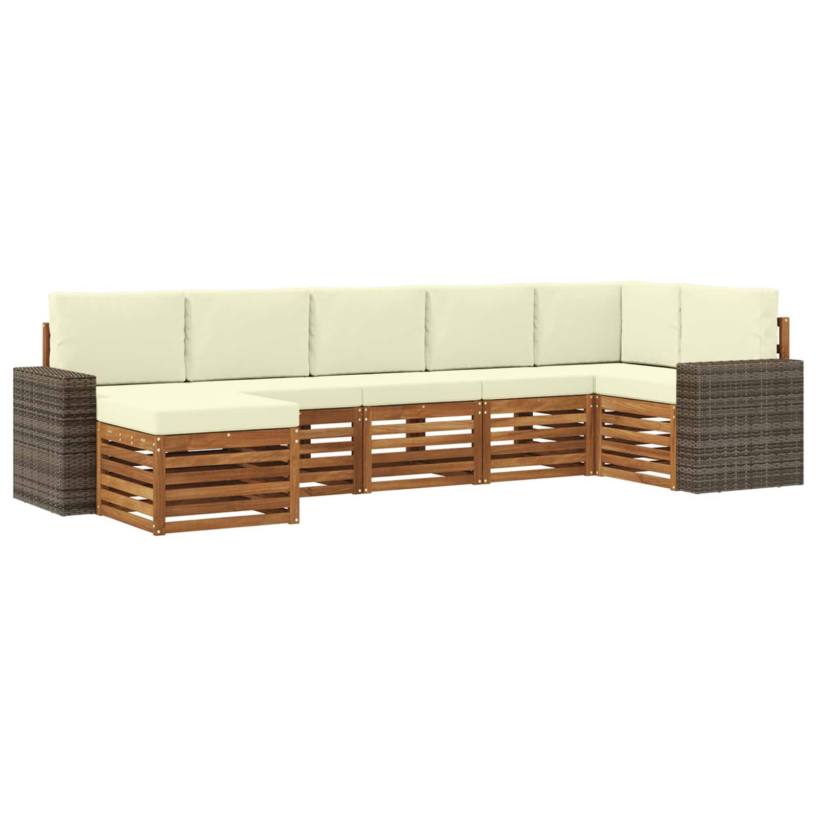 vidaXL Ecksofa Set mit Kissen 7 pcs Natur und Creme