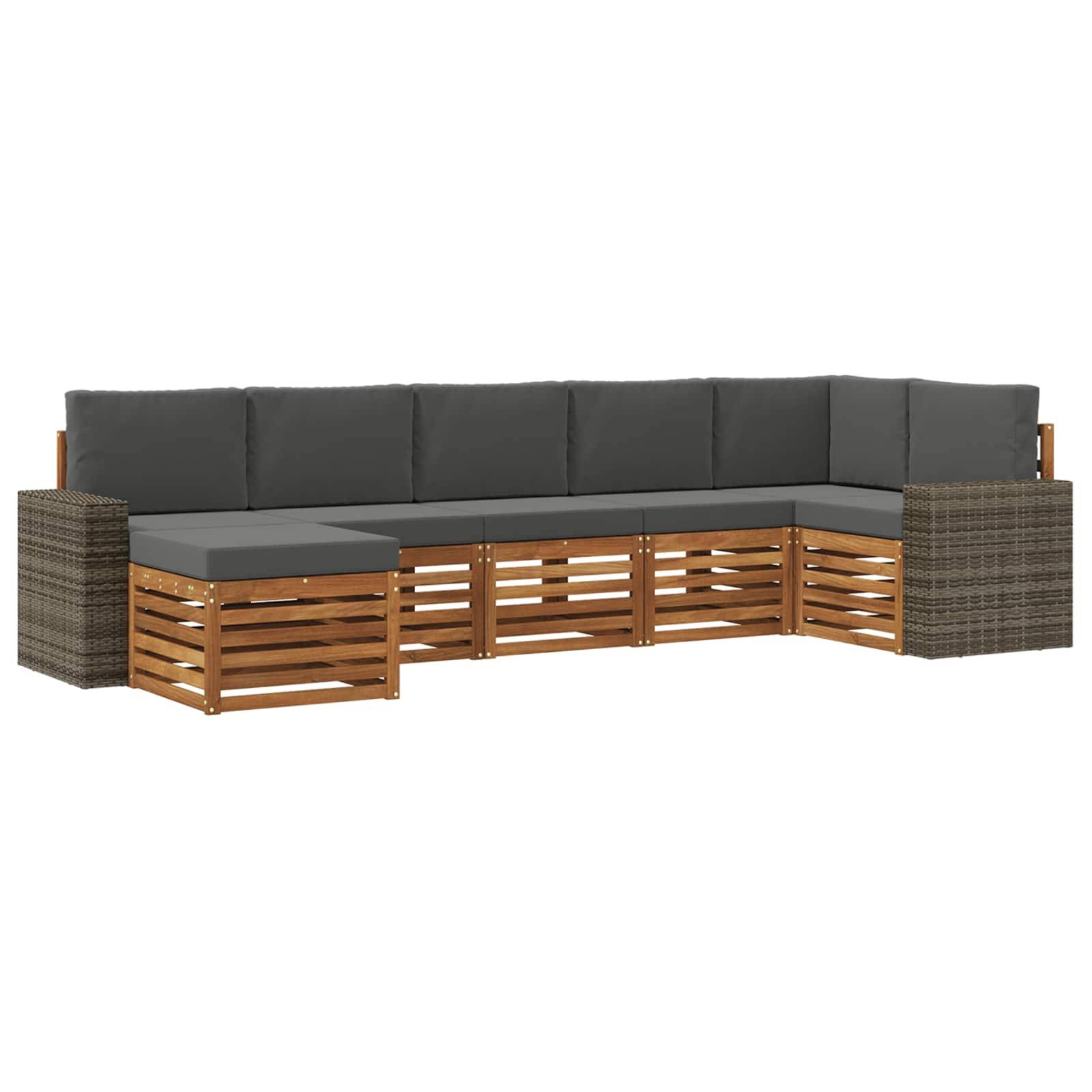 vidaXL Ecksofa Set mit Kissen 7 pcs Natur und Anthrazit