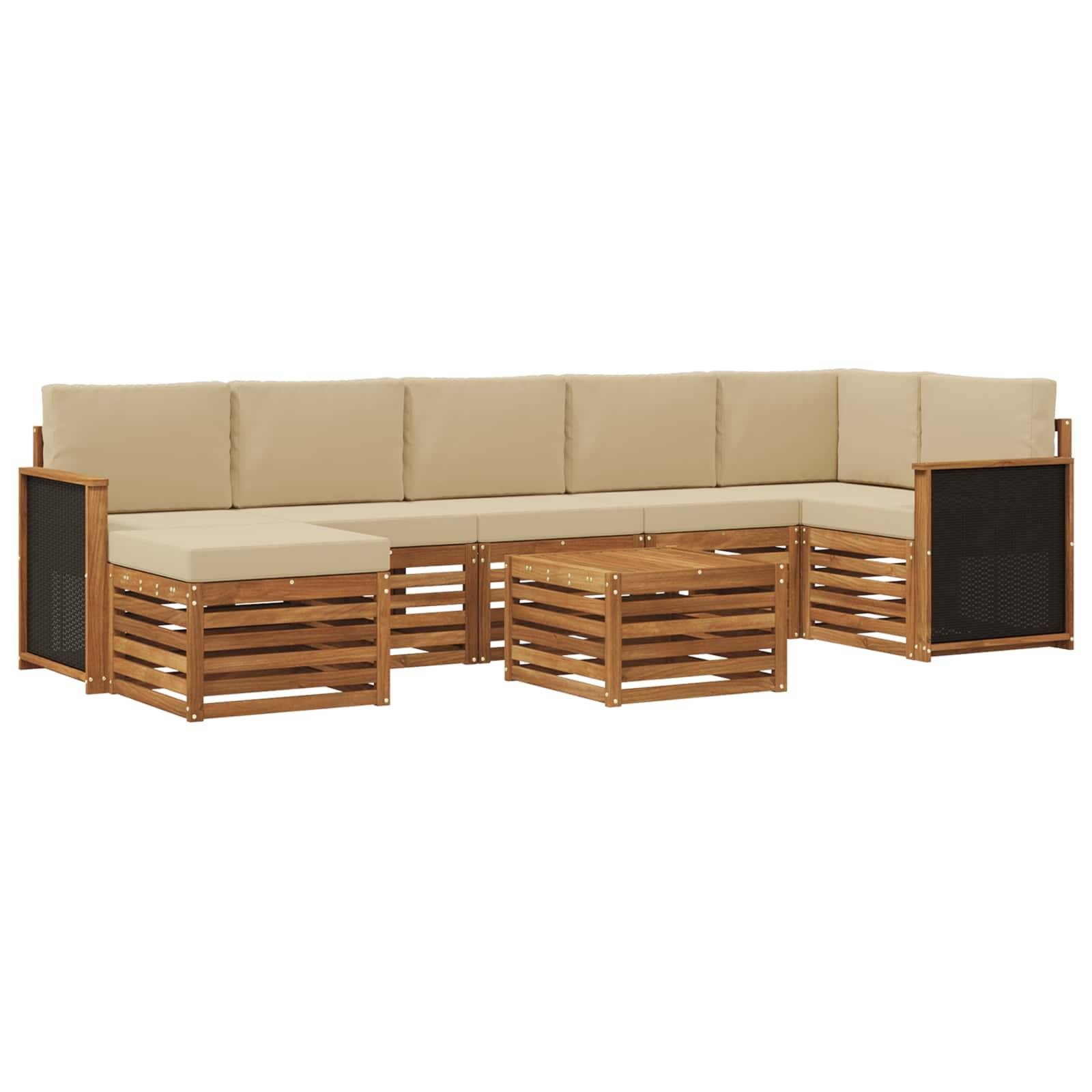 vidaXL Outdoor-Sofagarnitur mit Kissen 7 pcs Natur