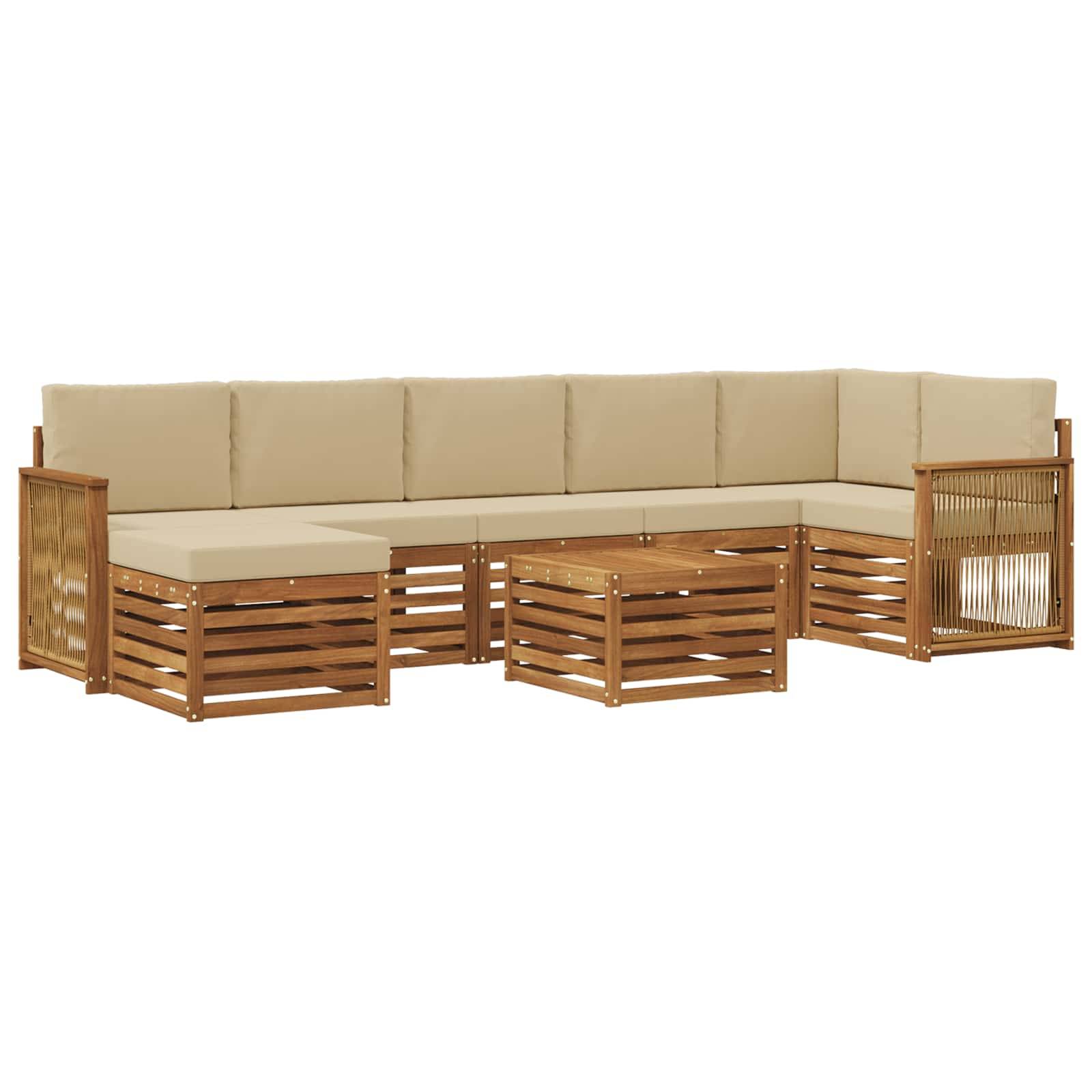 vidaXL Outdoor-Sofagarnitur mit Kissen 7 pcs Natur