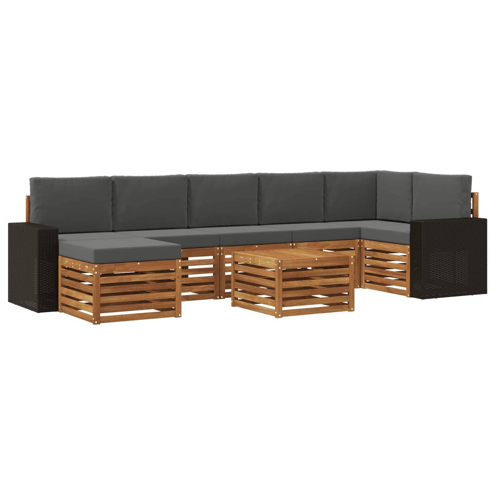 vidaXL Outdoor-Sofagarnitur mit Kissen 8 pcs Natur und Anthrazit