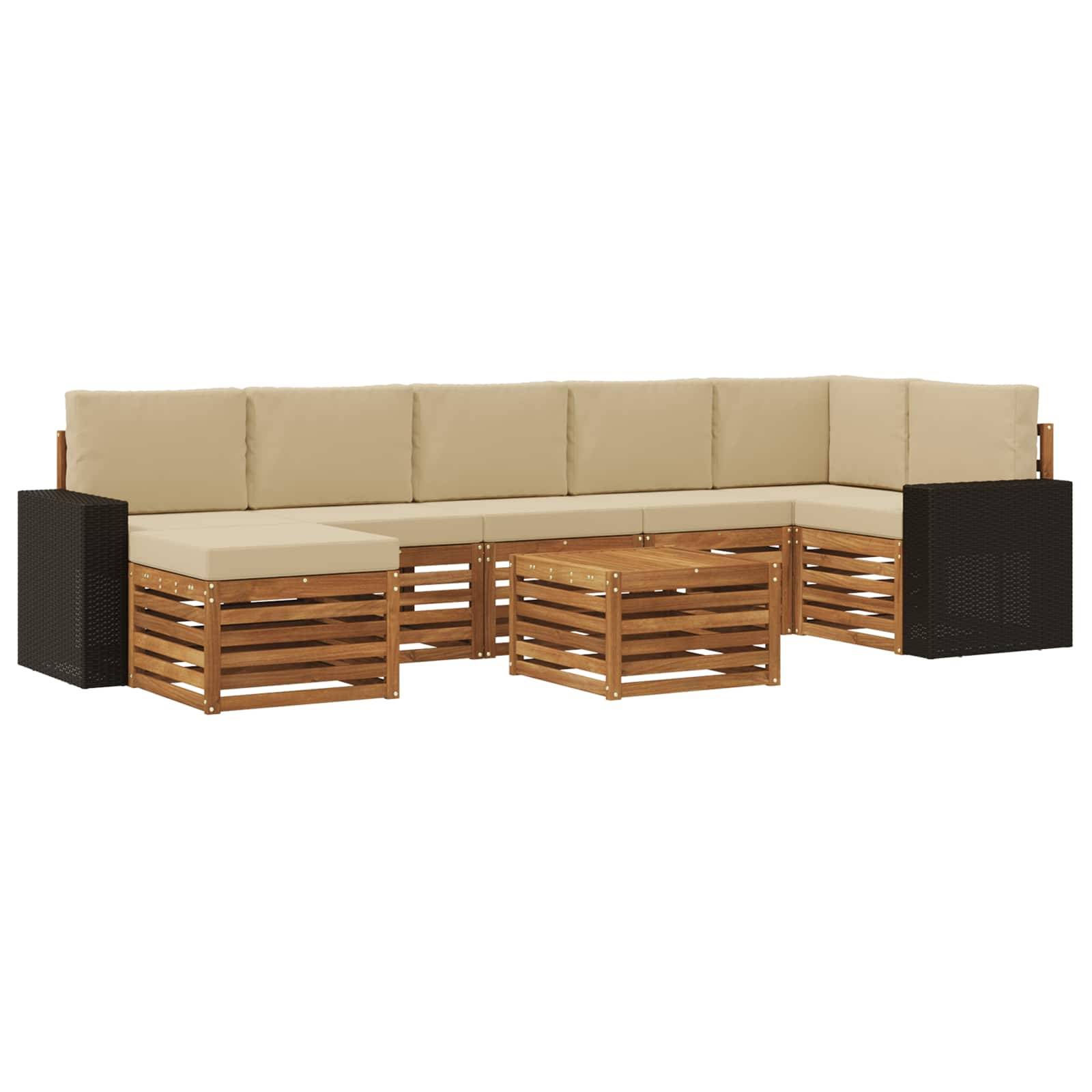 vidaXL Outdoor-Sofagarnitur mit Kissen 8 pcs Natur und Beige