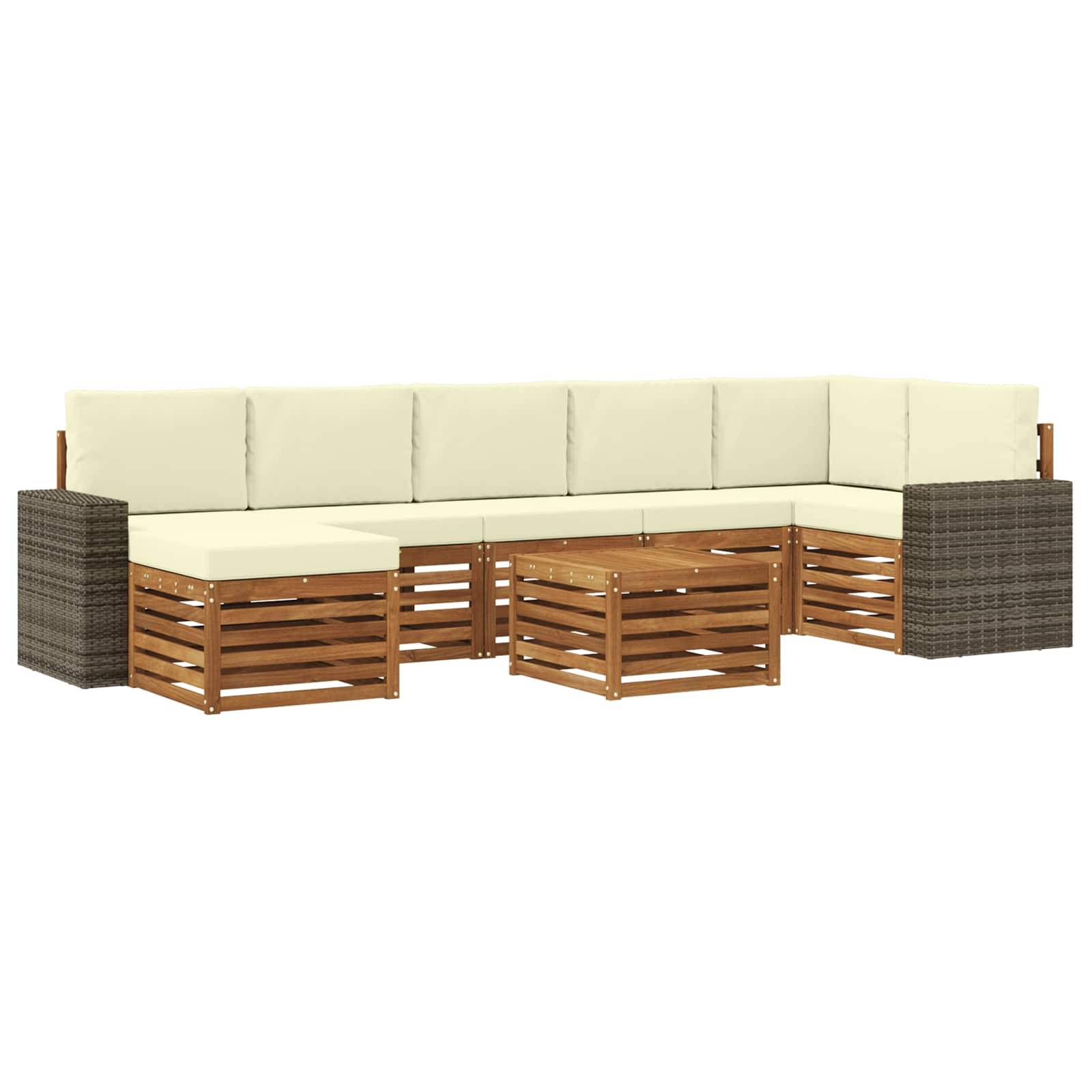 vidaXL Outdoor-Sofagarnitur mit Kissen 8 pcs Natur und Creme