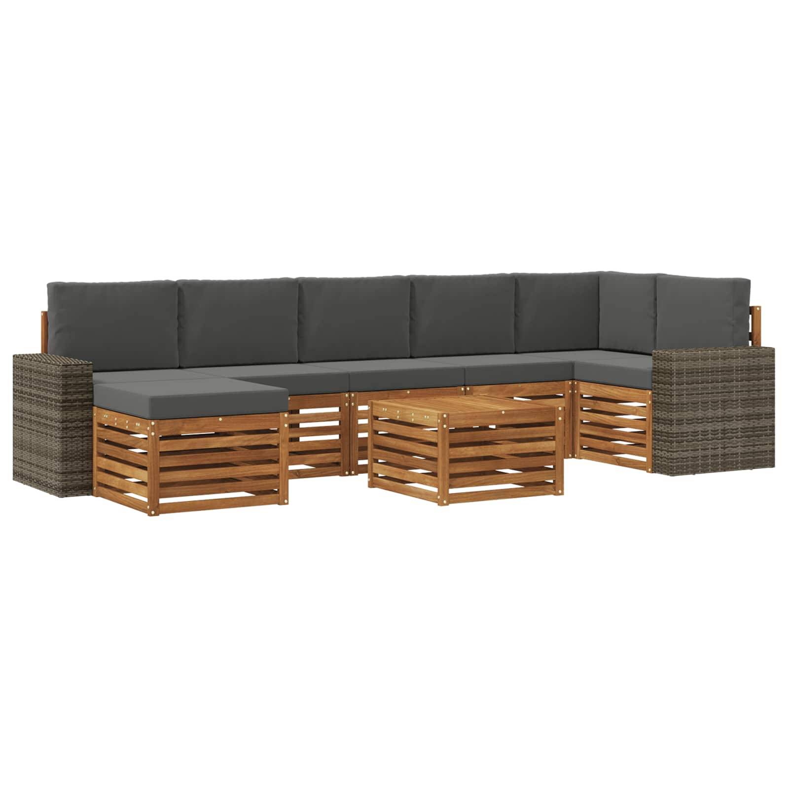 vidaXL Outdoor-Sofagarnitur mit Kissen 8 pcs Natur und Anthrazit