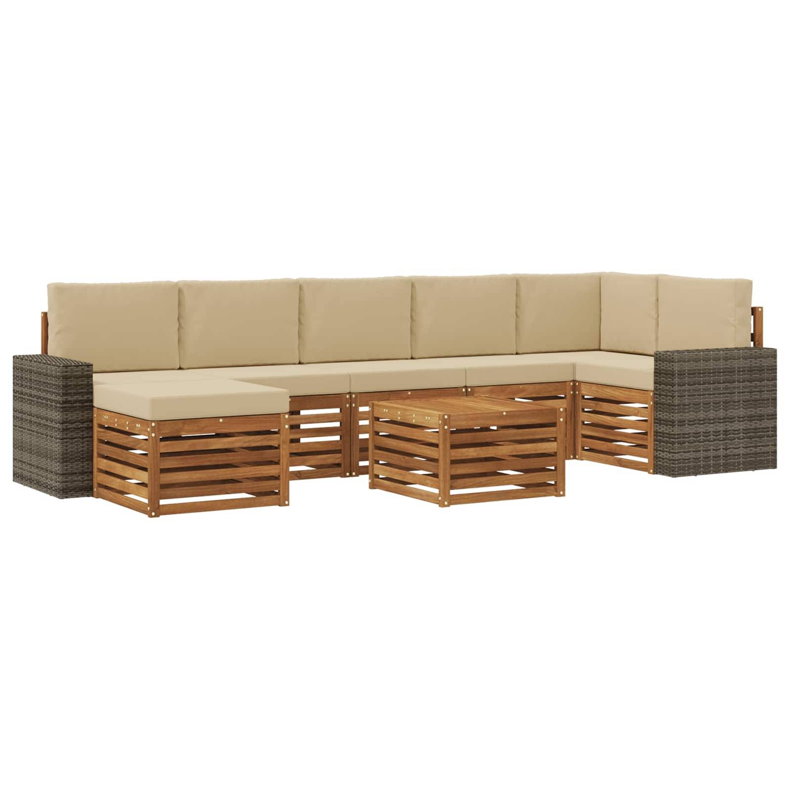 vidaXL Outdoor-Sofagarnitur mit Kissen 8 pcs Natur und Beige