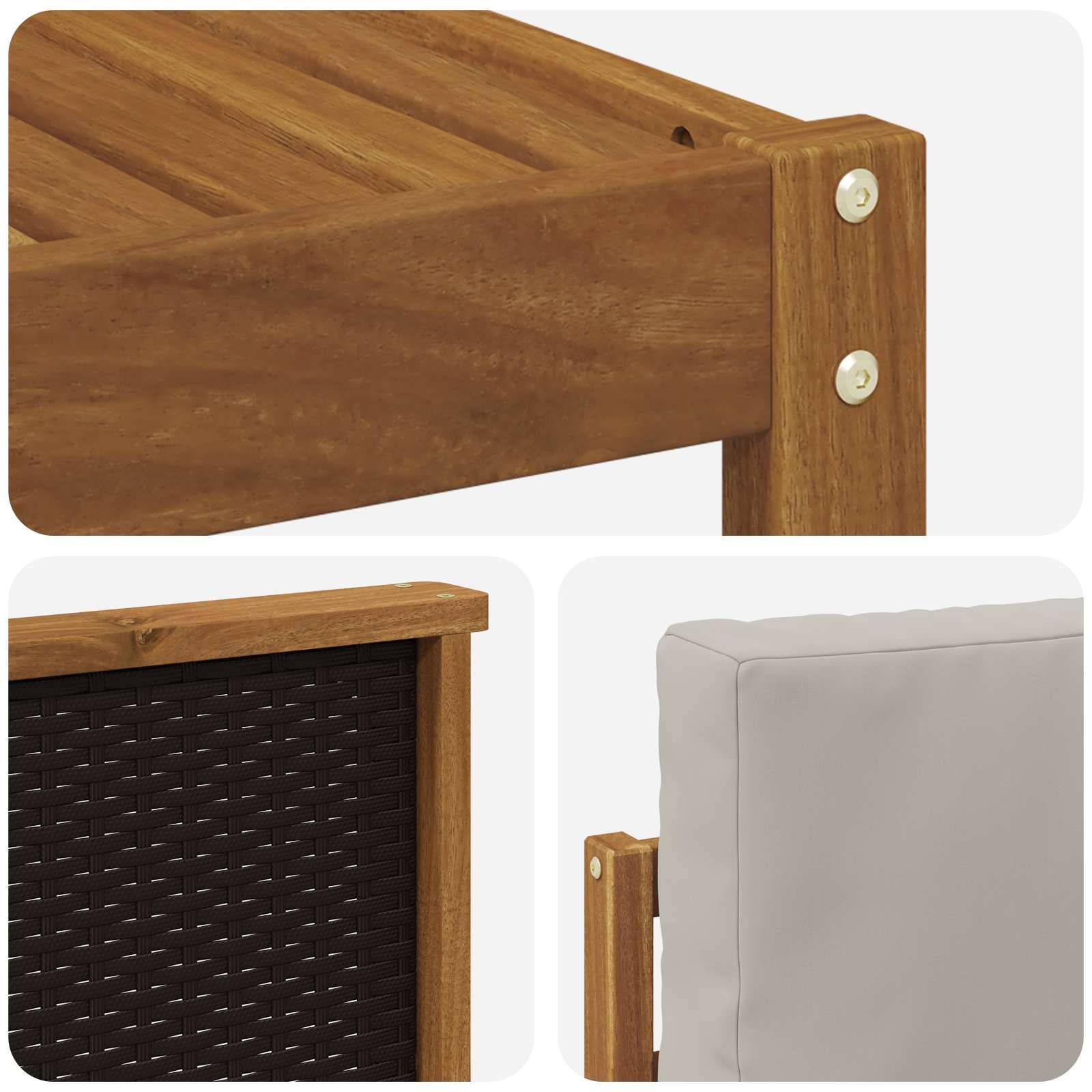 vidaXL Outdoor-Sofagarnitur mit Kissen 4 pcs Natürlich und Hellgrau