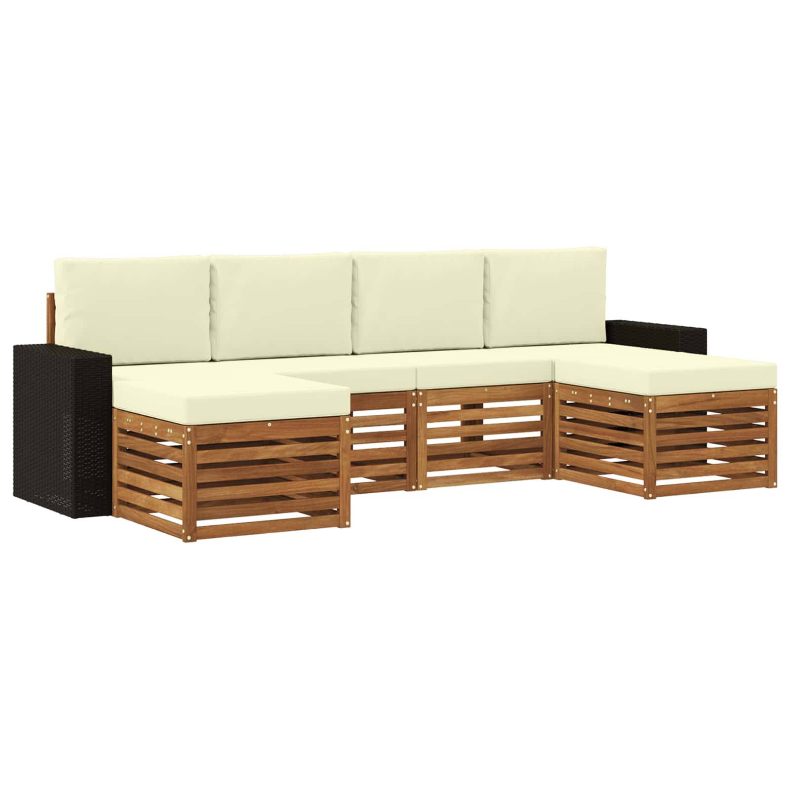 vidaXL Sofagarnituren 6 pcs Natur und Creme Massivholz Akazie