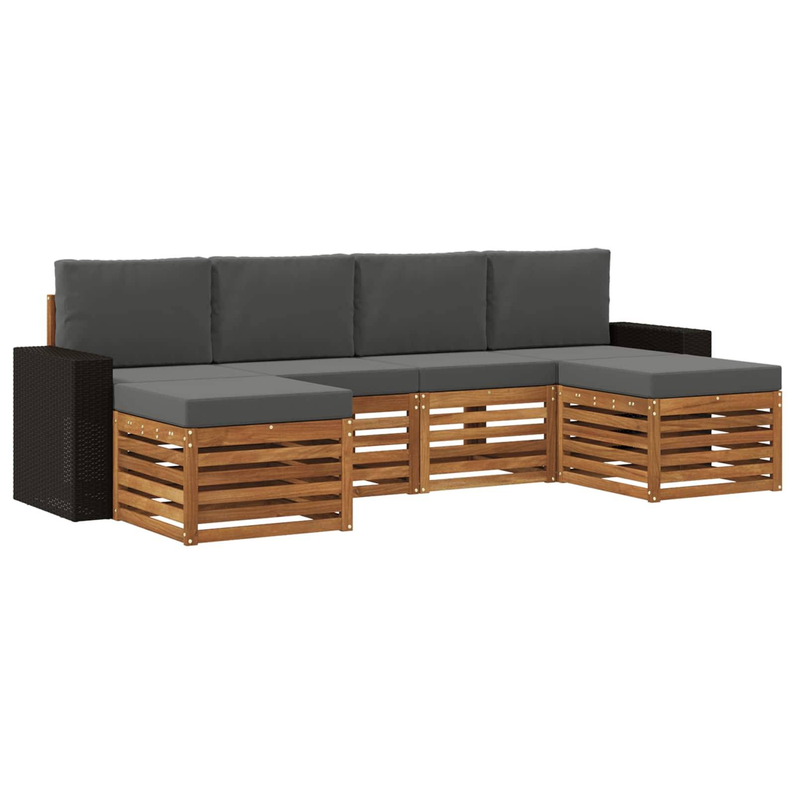 vidaXL Sofagarnituren 6 pcs Natur und Anthrazit Massivholz Akazie