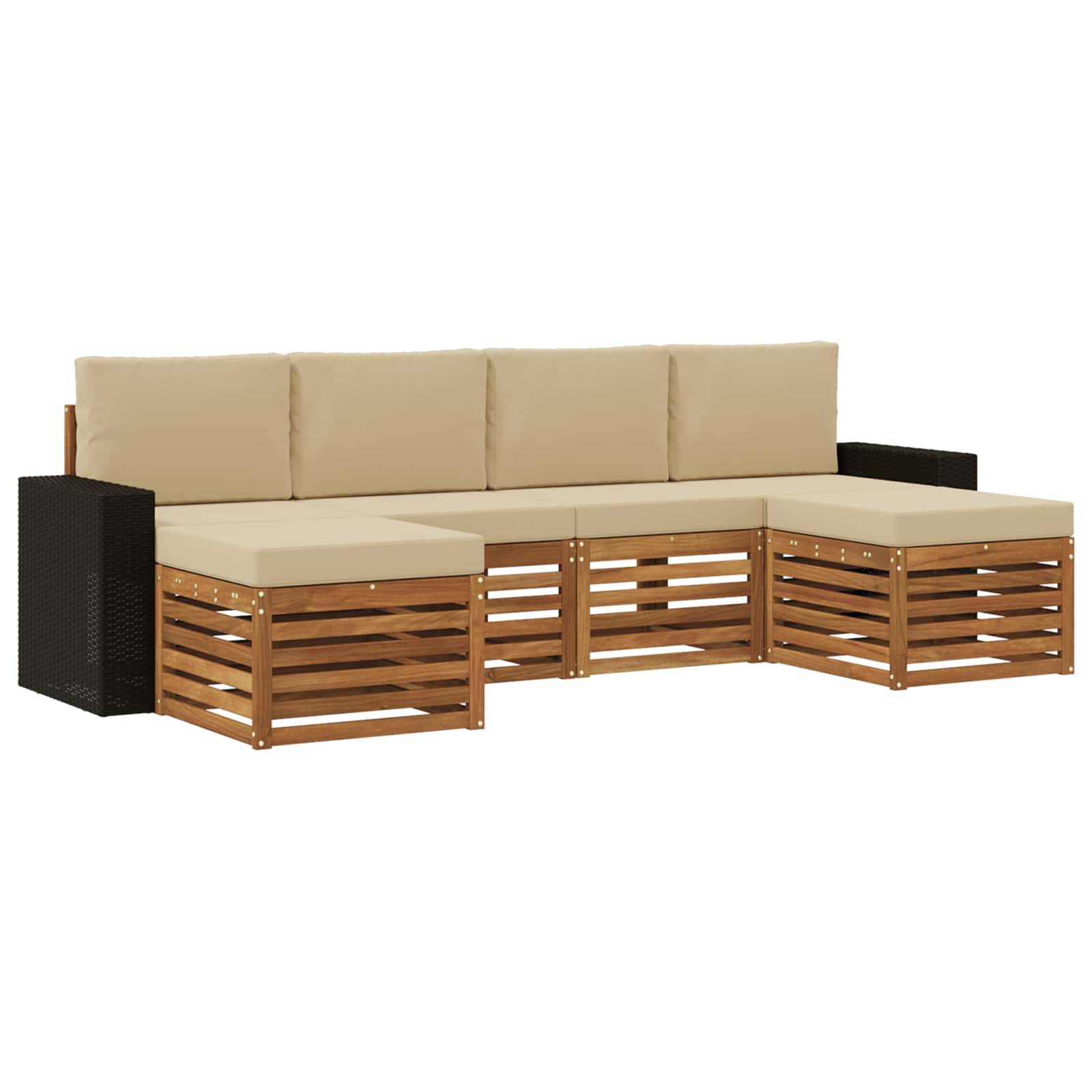 vidaXL Sofagarnituren 6 pcs Natur und Beige Massivholz Akazie