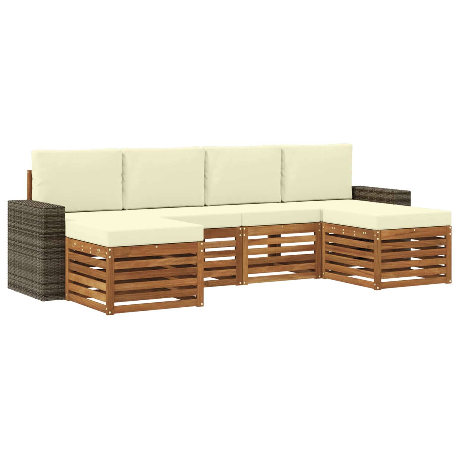 vidaXL Sofagarnituren 6 pcs Natur und Creme Massivholz Akazie