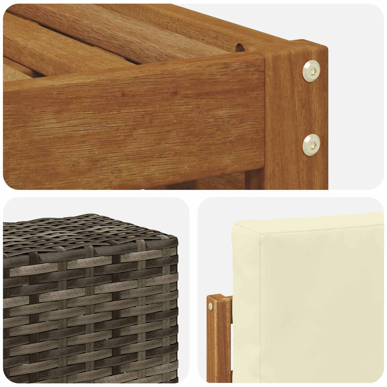 vidaXL Outdoor-Sofagarnitur 5 pcs Natur und Creme Massivholz Akazie