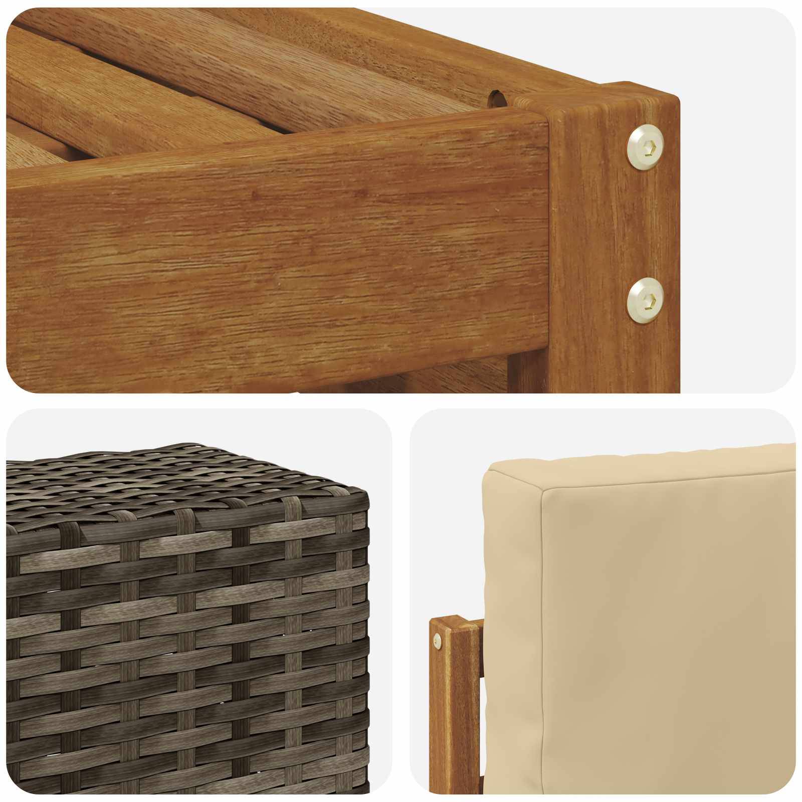 vidaXL Sofagarnituren mit Kissen 8 pcs Massivholz Akazie