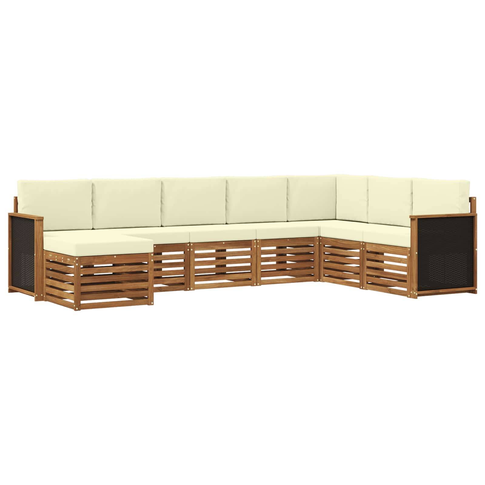 vidaXL Outdoor-Sofagarnitur mit Kissen 6 pcs Natur und Creme