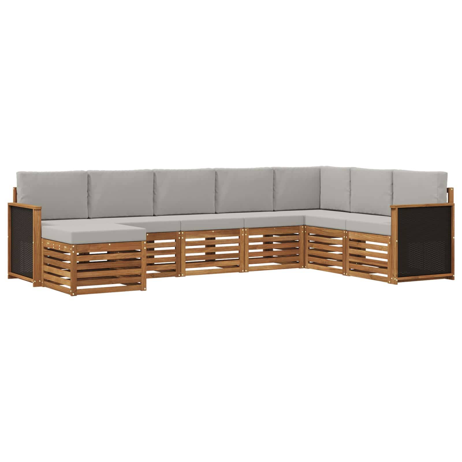 vidaXL Outdoor-Sofagarnitur mit Kissen 6 pcs Natürlich und Hellgrau