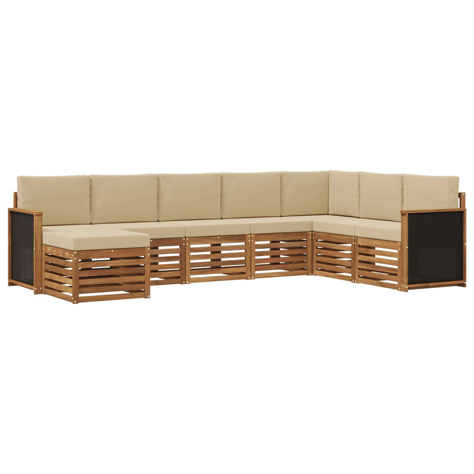 vidaXL Outdoor-Sofagarnitur mit Kissen 6 pcs Natur