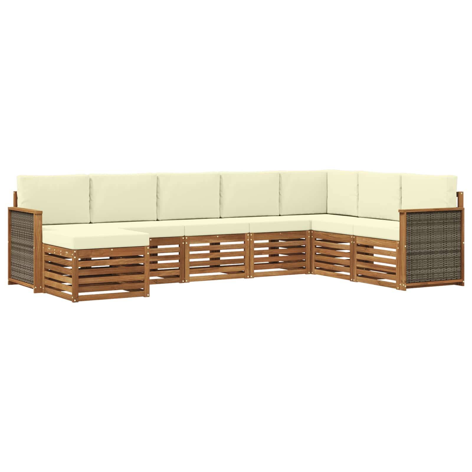 vidaXL Outdoor-Sofagarnitur mit Kissen 6 pcs Natur und Creme
