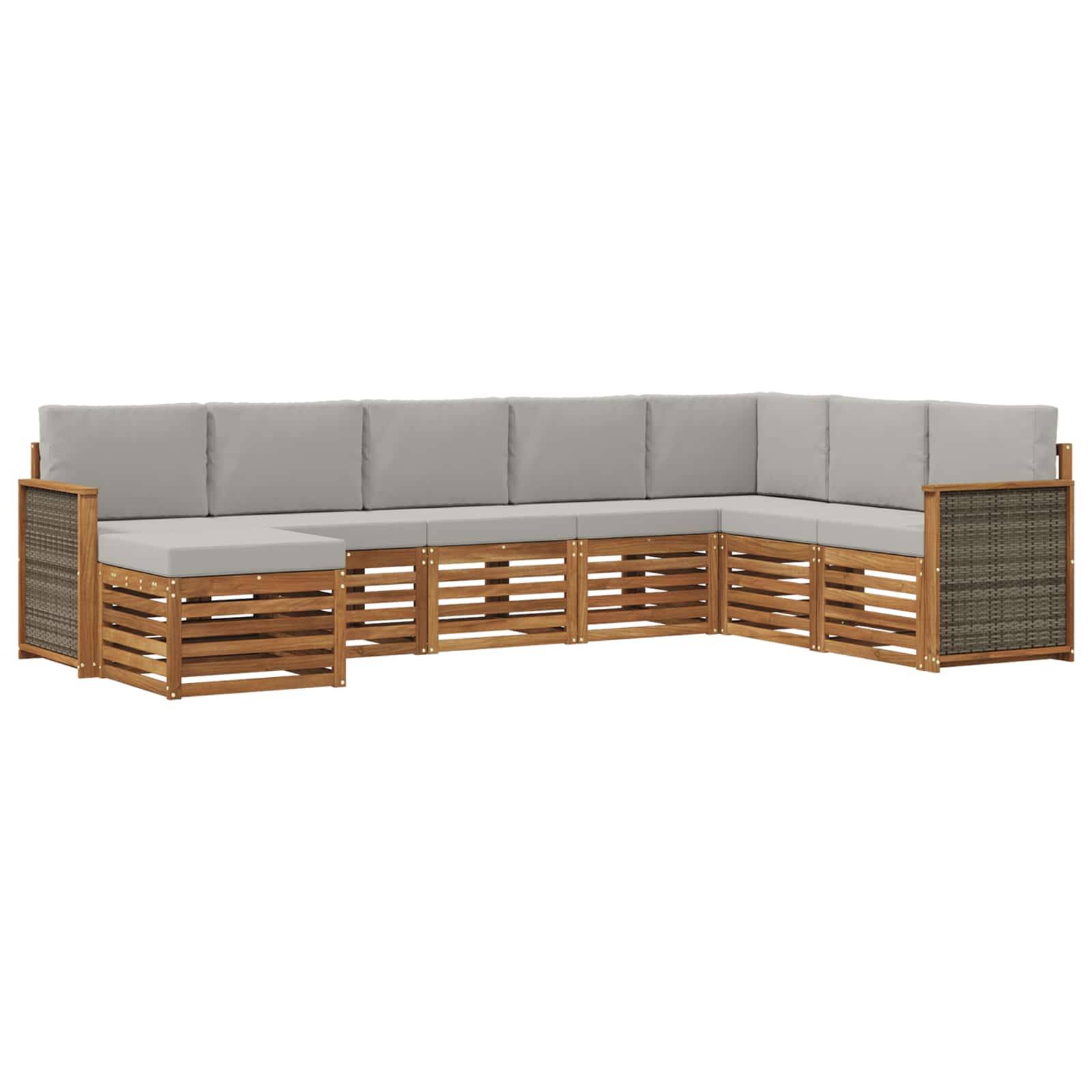 vidaXL Outdoor-Sofagarnitur mit Kissen 6 pcs Natürlich und Hellgrau
