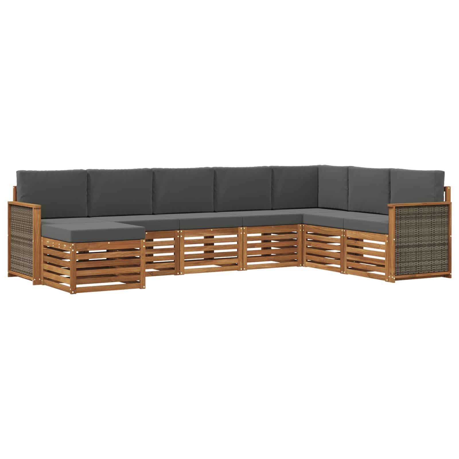 vidaXL Outdoor-Sofagarnitur mit Kissen 6 pcs Natur und Anthrazit