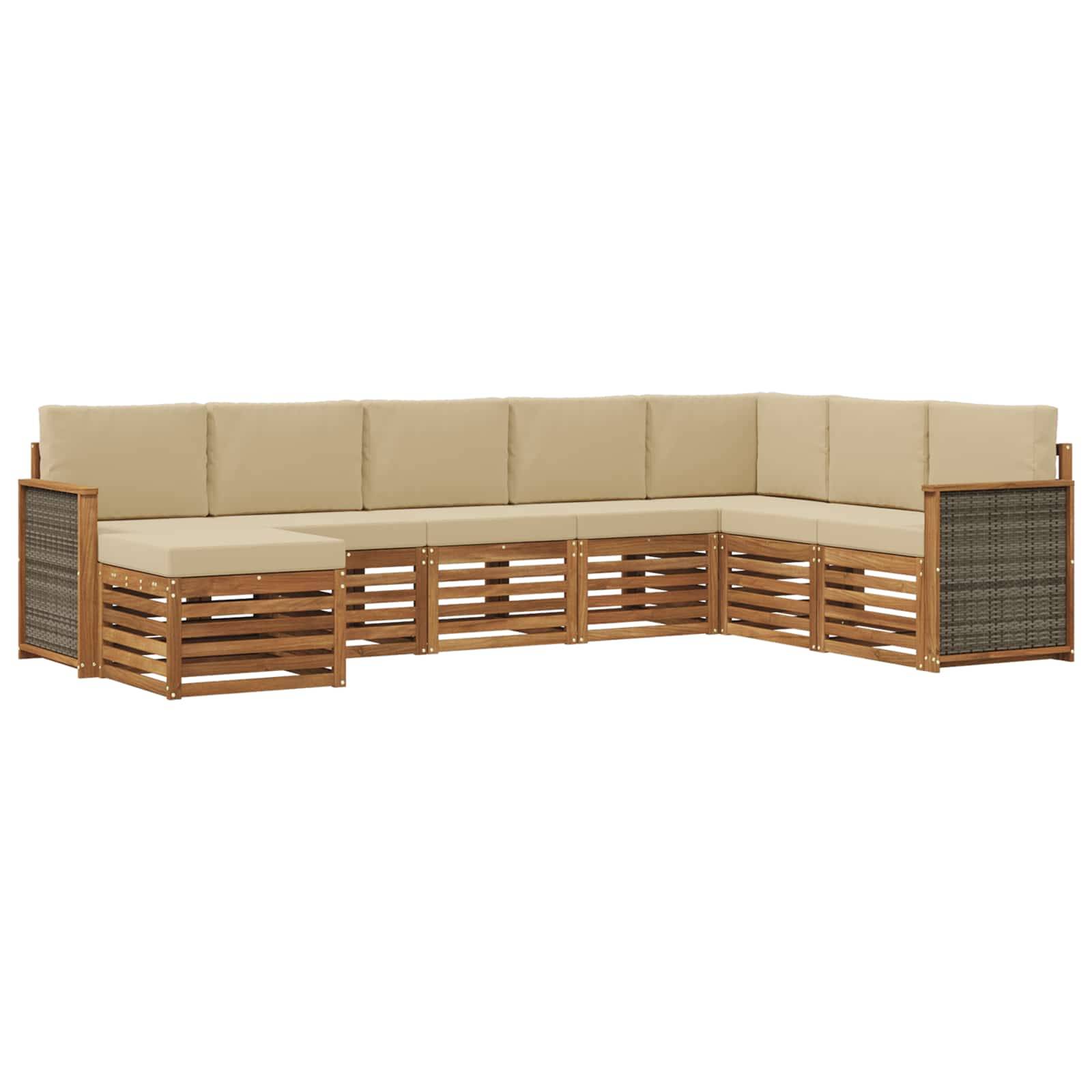 vidaXL Outdoor-Sofagarnitur mit Kissen 6 pcs Natur