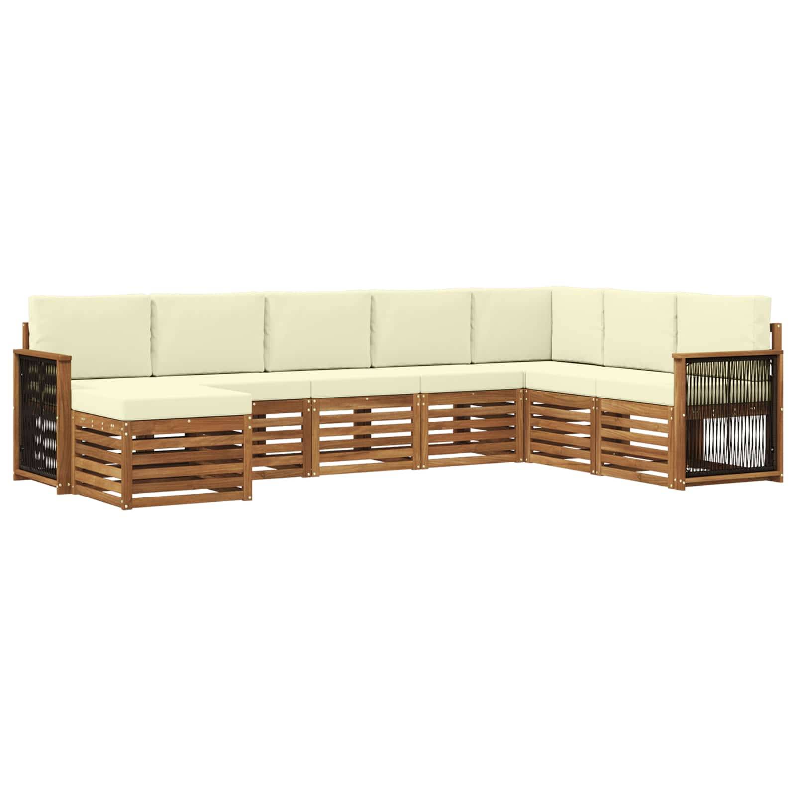 vidaXL Outdoor-Sofagarnitur mit Kissen 6 pcs Natur und Creme