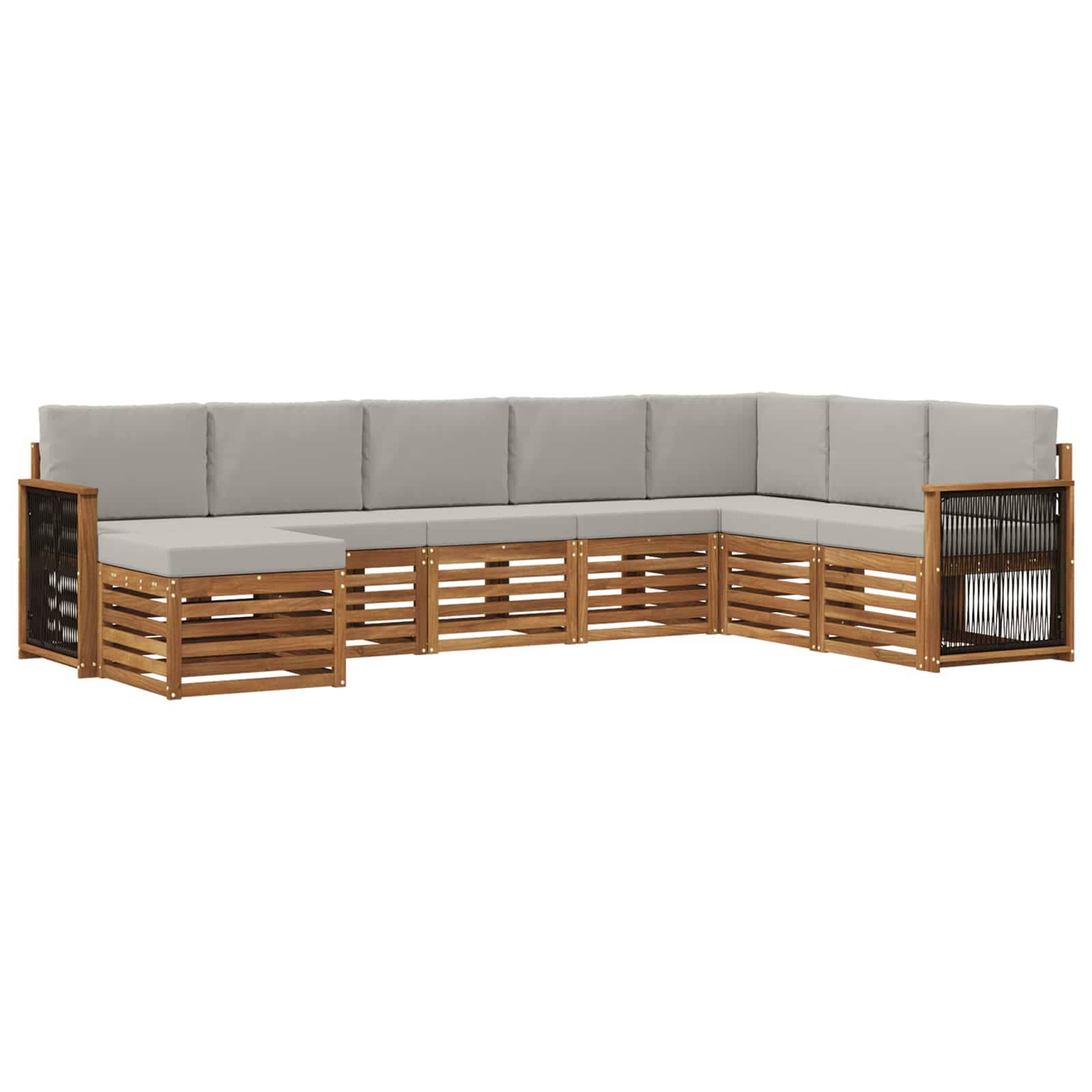 vidaXL Outdoor-Sofagarnitur mit Kissen 6 pcs Natürlich und Hellgrau