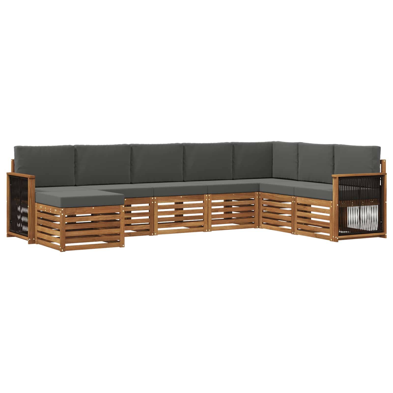 vidaXL Outdoor-Sofagarnitur mit Kissen 6 pcs Natur und Anthrazit