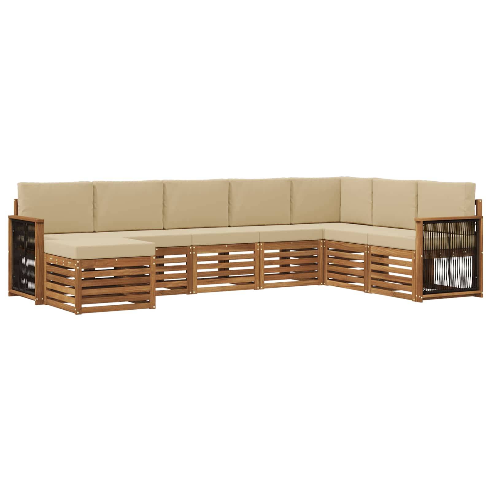 vidaXL Outdoor-Sofagarnitur mit Kissen 6 pcs Natur