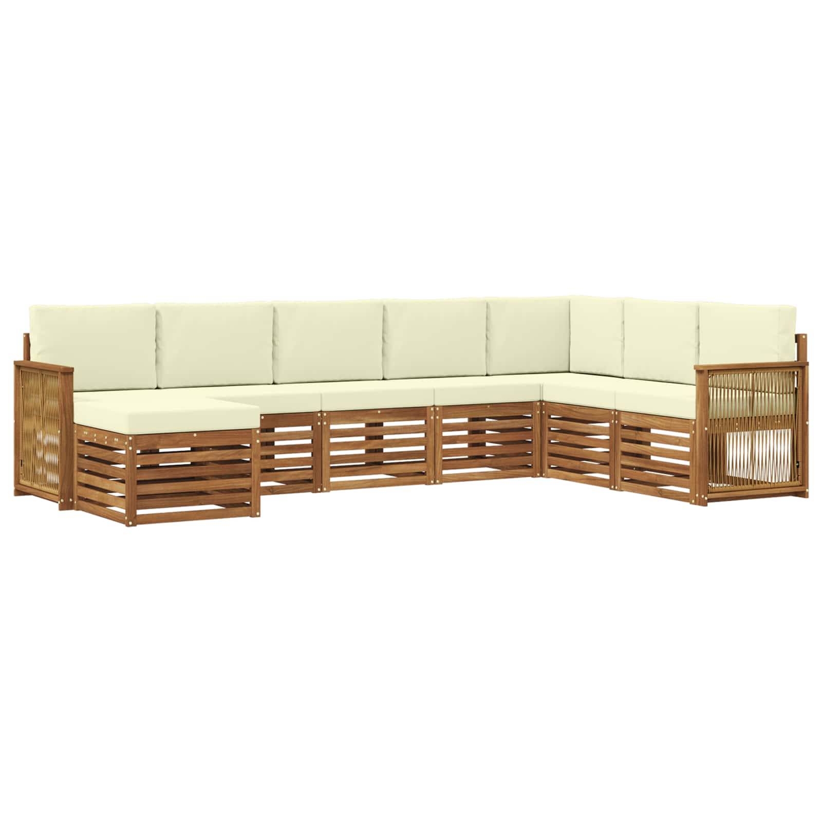 vidaXL Outdoor-Sofagarnitur mit Kissen 6 pcs Natur und Creme