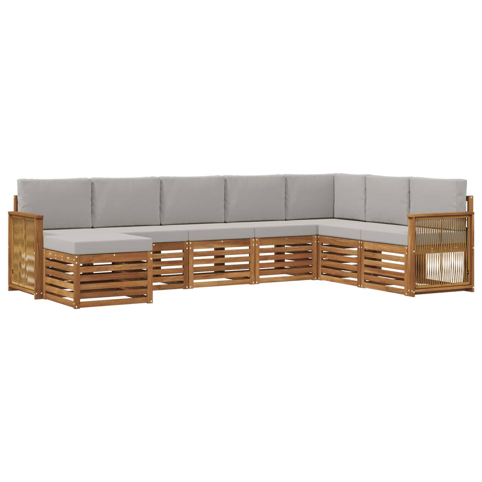 vidaXL Outdoor-Sofagarnitur mit Kissen 6 pcs Natürlich und Hellgrau