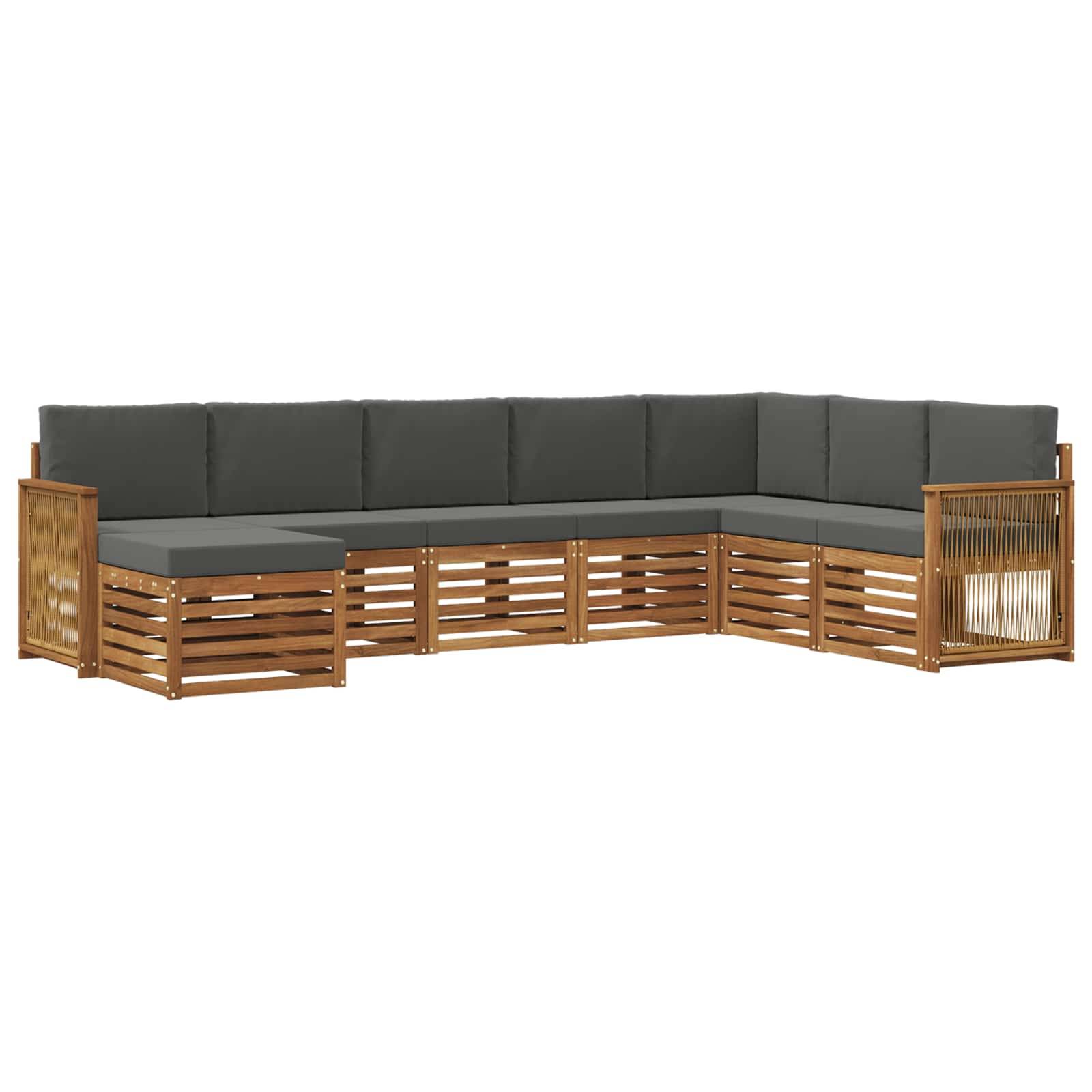 vidaXL Outdoor-Sofagarnitur mit Kissen 6 pcs Natur und Anthrazit