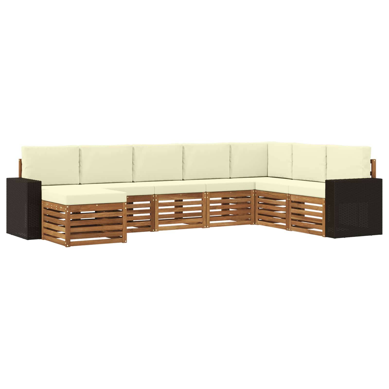vidaXL Outdoor-Sofagarnitur mit Kissen 8 pcs Natur und Creme