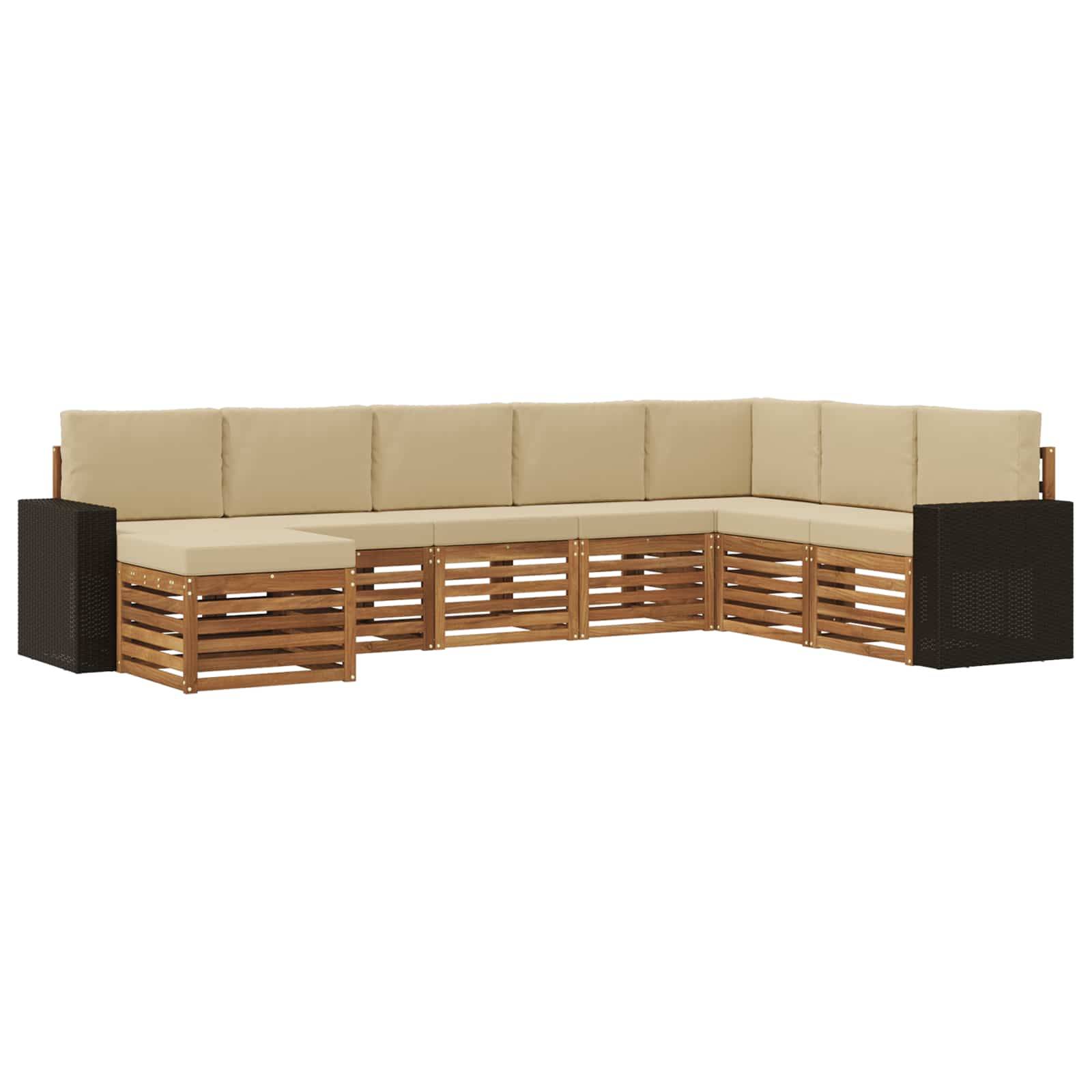 vidaXL Outdoor-Sofagarnitur mit Kissen 8 pcs Natur und Beige