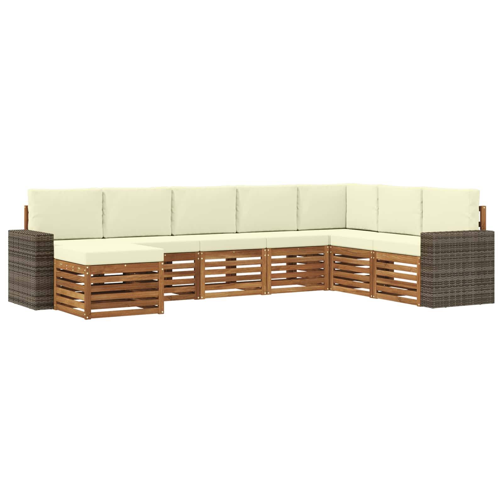 vidaXL Outdoor-Sofagarnitur mit Kissen 8 pcs Natur und Creme