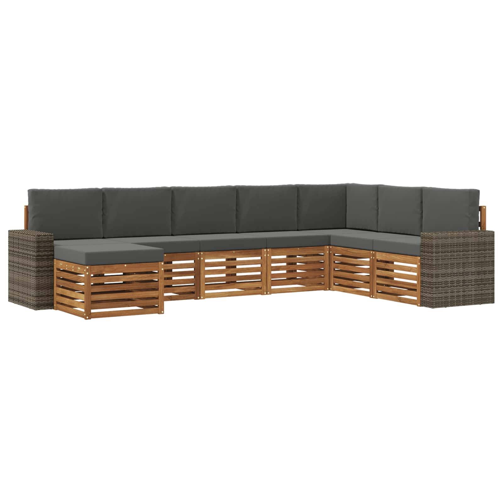 vidaXL Outdoor-Sofagarnitur mit Kissen 8 pcs Natur und Anthrazit