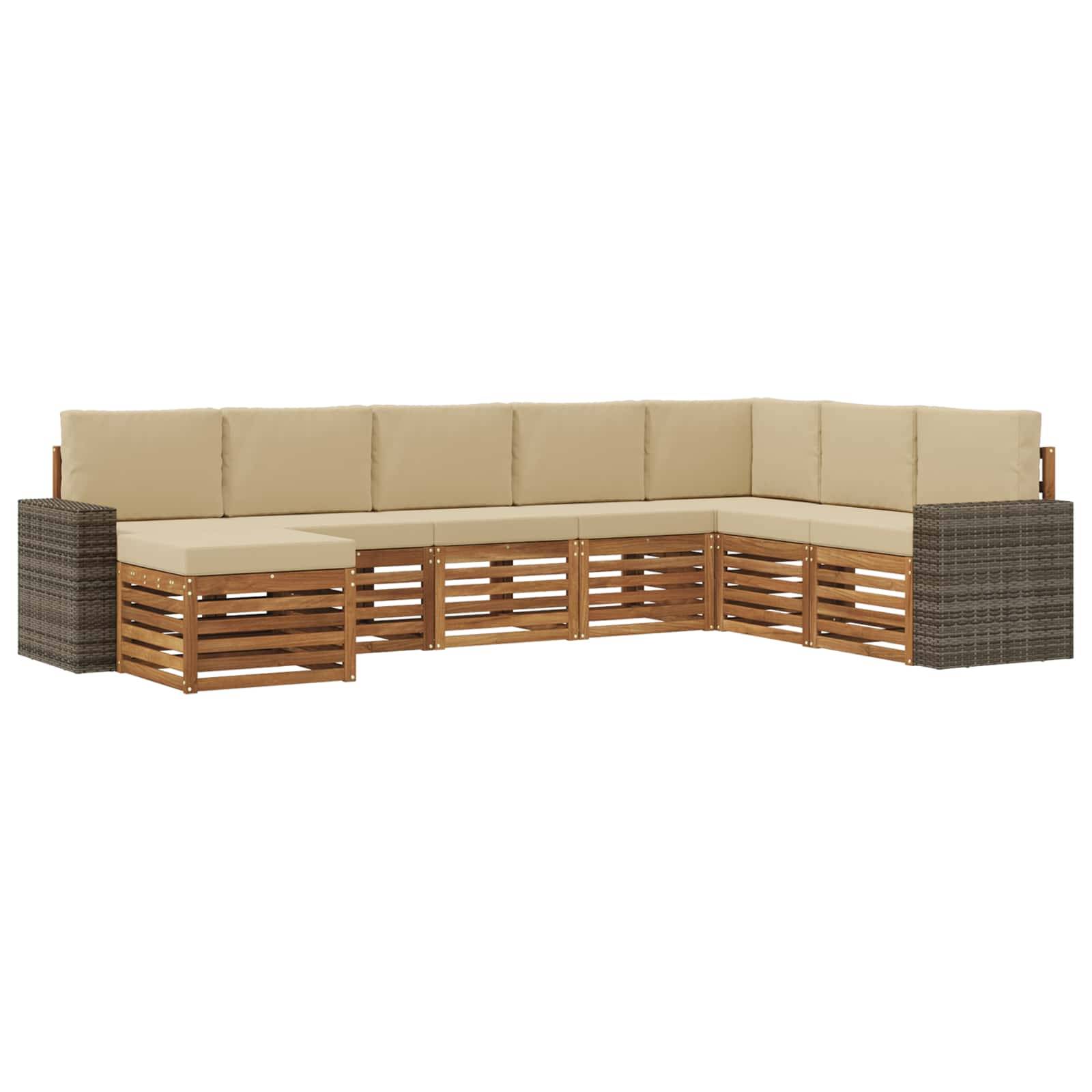 vidaXL Outdoor-Sofagarnitur mit Kissen 8 pcs Natur und Beige