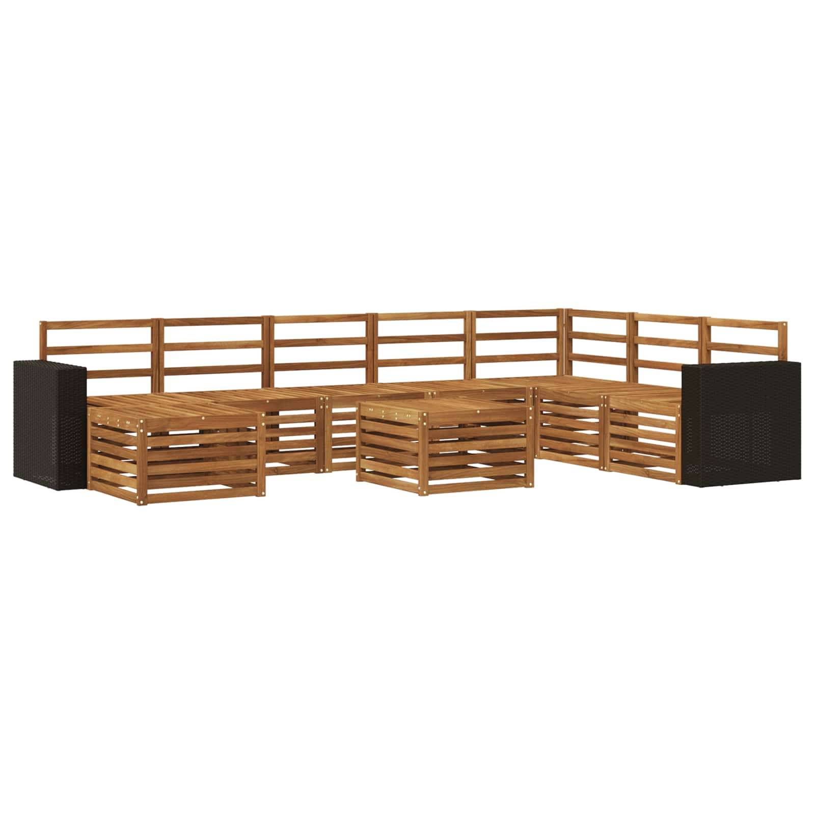 vidaXL Outdoor-Sofagarnitur 9 pcs Natur Massivholz Akazie
