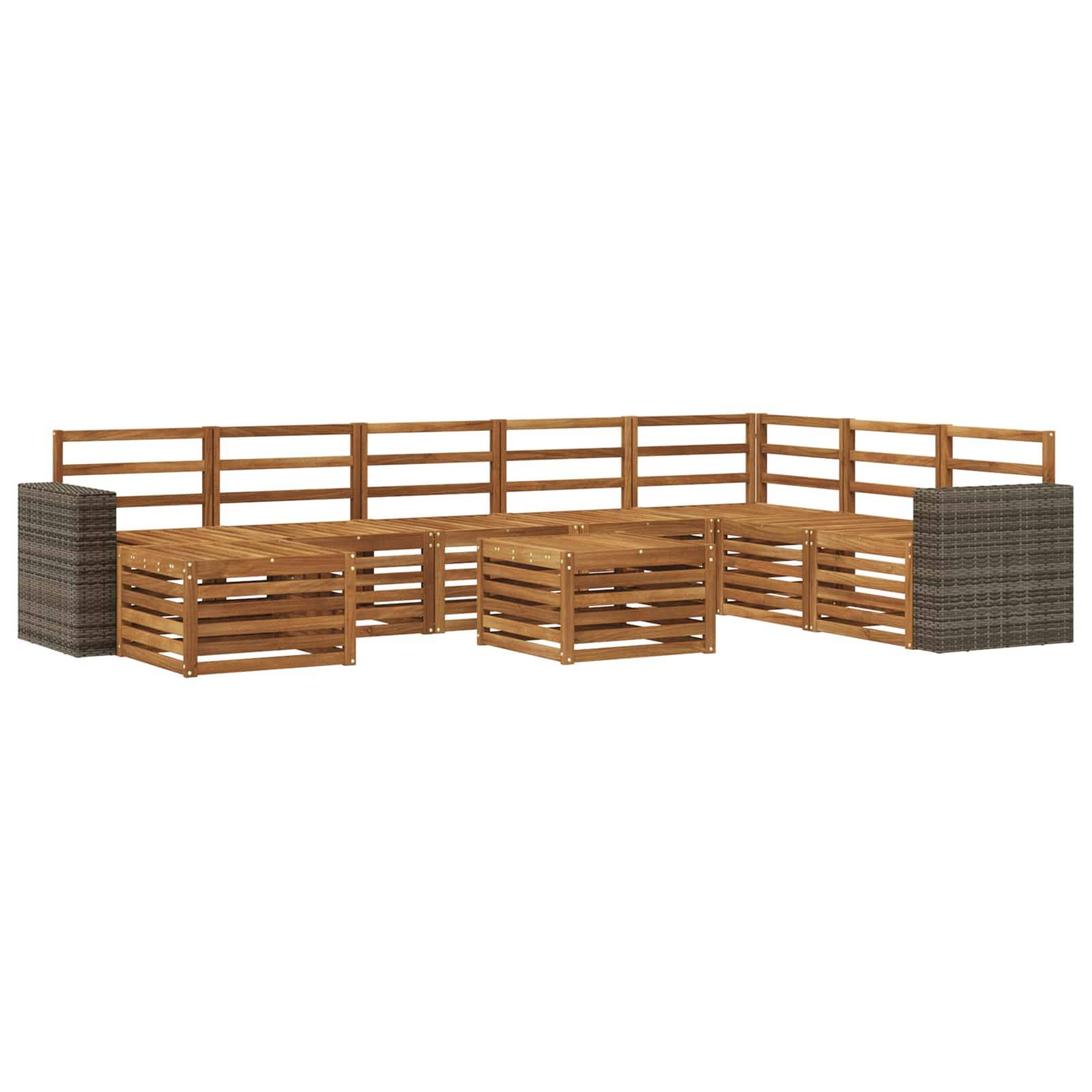 vidaXL Outdoor-Sofagarnitur 9 pcs Natur Massivholz Akazie