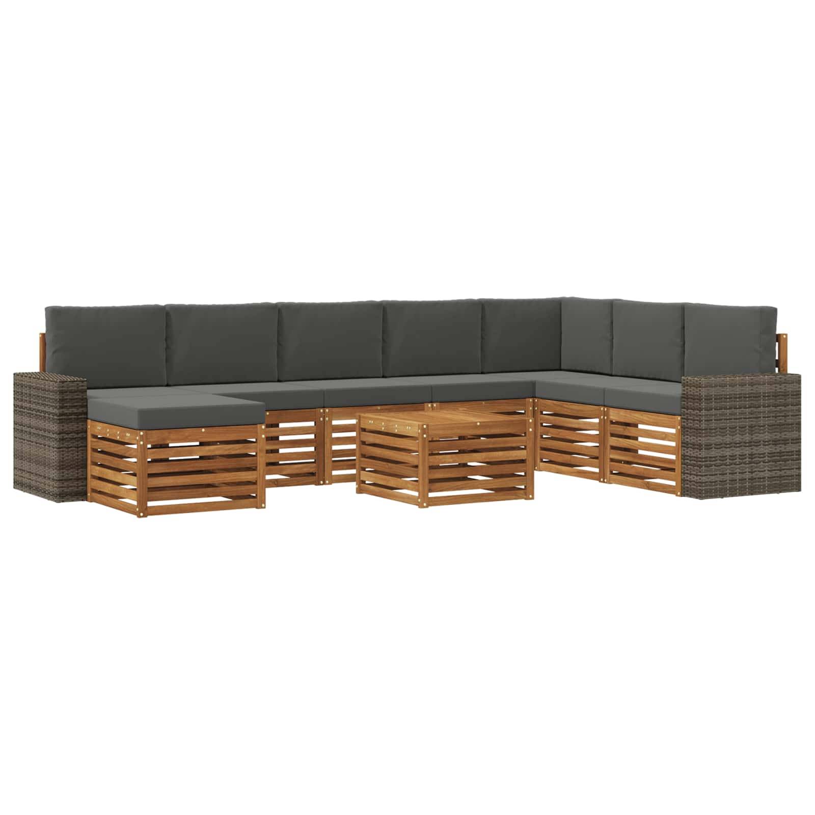 vidaXL Outdoor-Sofagarnitur mit Kissen 9 pcs Natur und Anthrazit