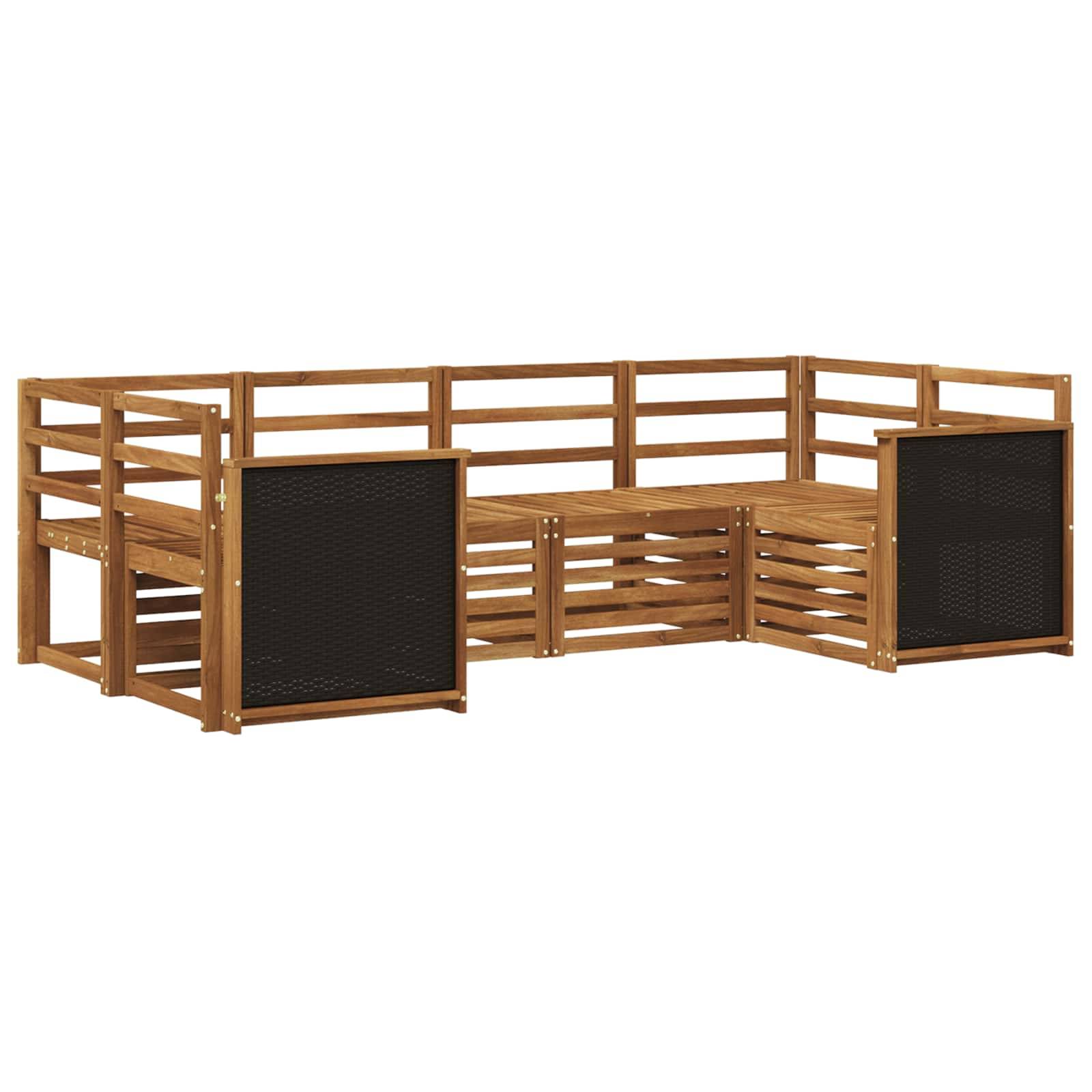 vidaXL Ecksofa Set 5 pcs Natur Massivholz Akazie