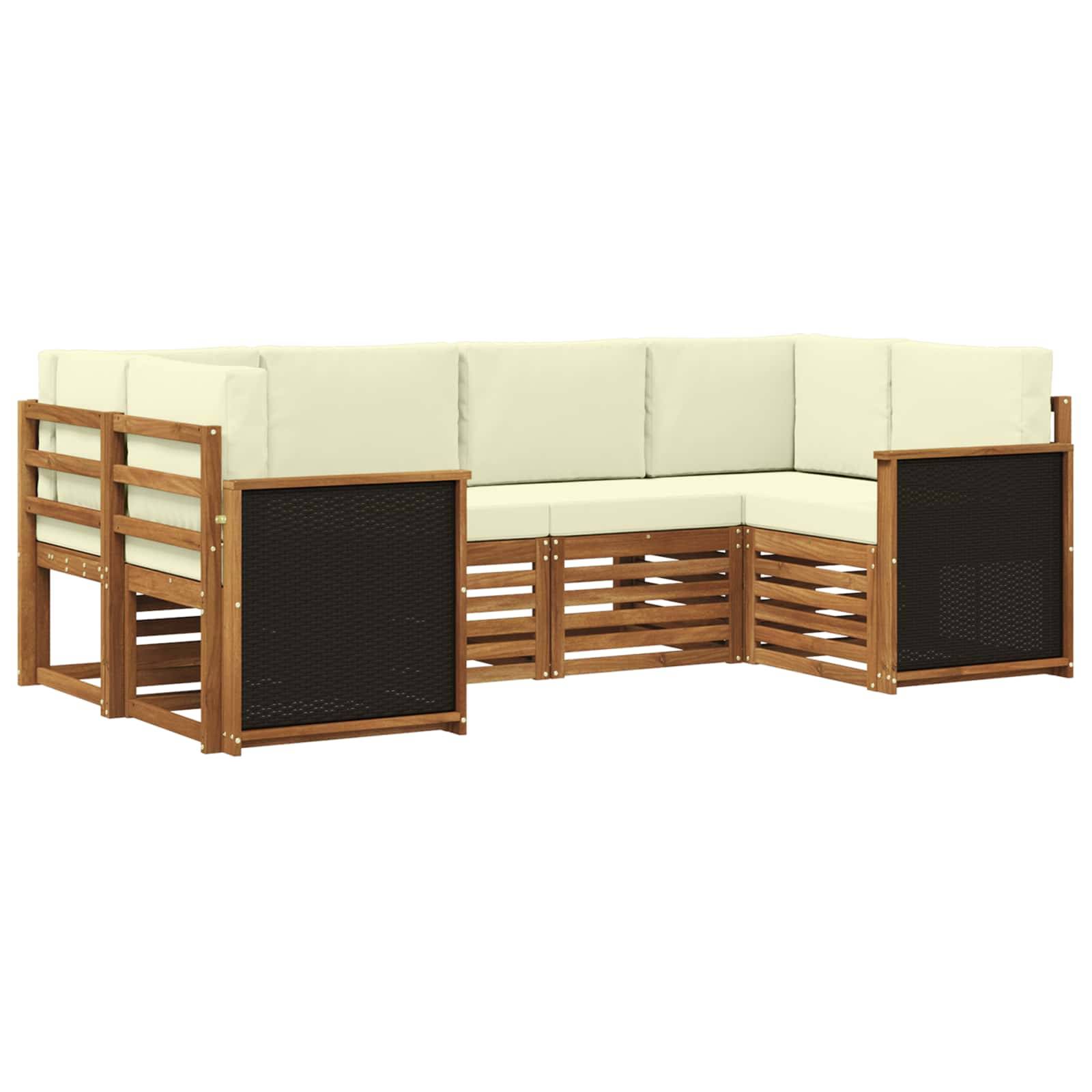 vidaXL Ecksofa Set mit Kissen 5 pcs Natur und Creme