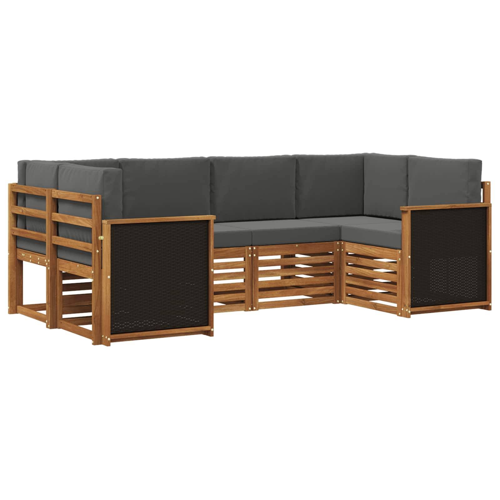 vidaXL Ecksofa Set mit Kissen 5 pcs Natur und Anthrazit