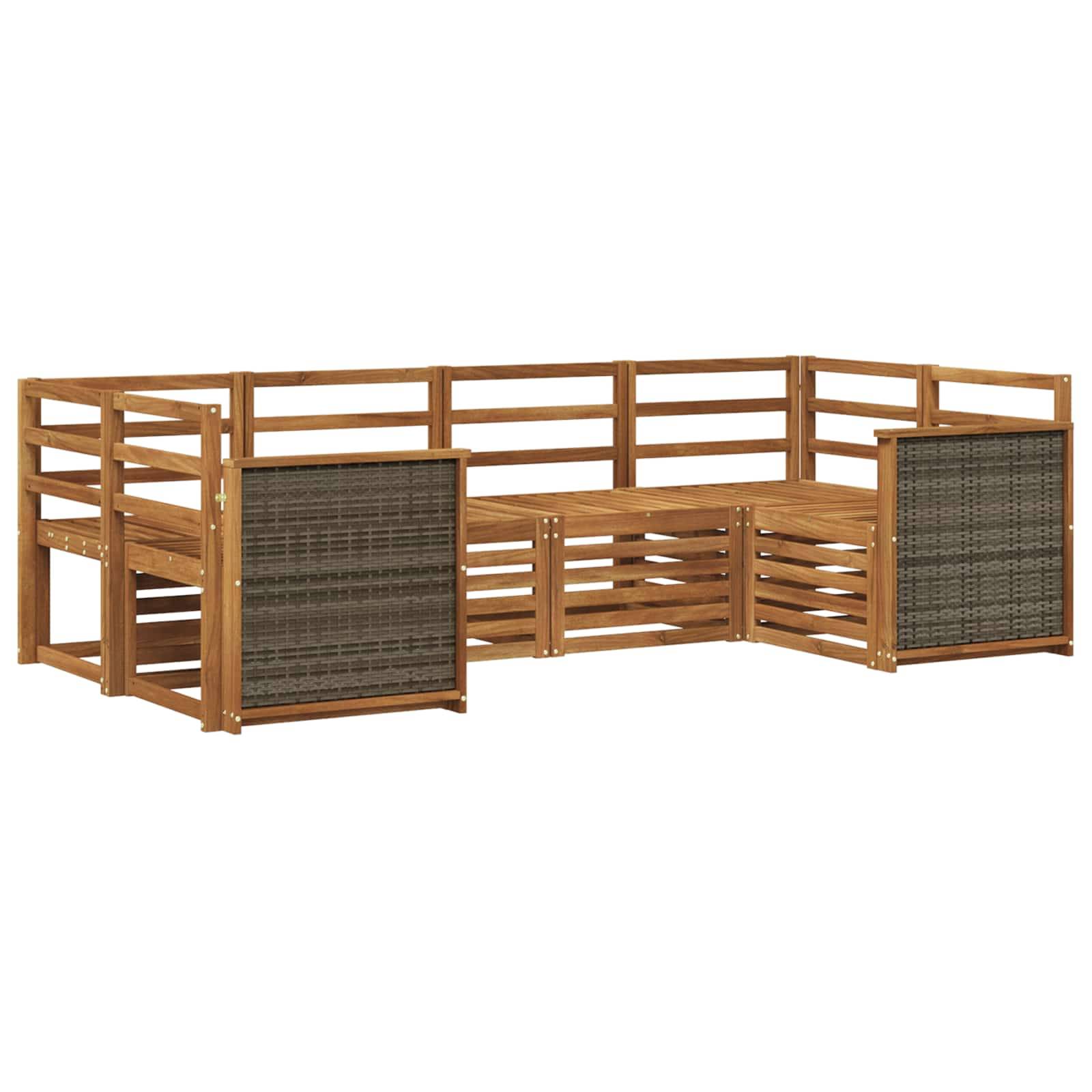 vidaXL Ecksofa Set 5 pcs Natur Massivholz Akazie